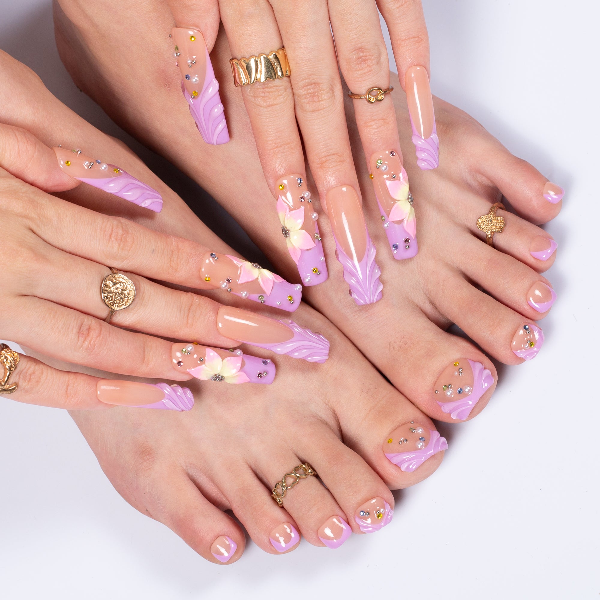 Lilac Lies & Alibis Combo Set Handmade Nails H634+T634