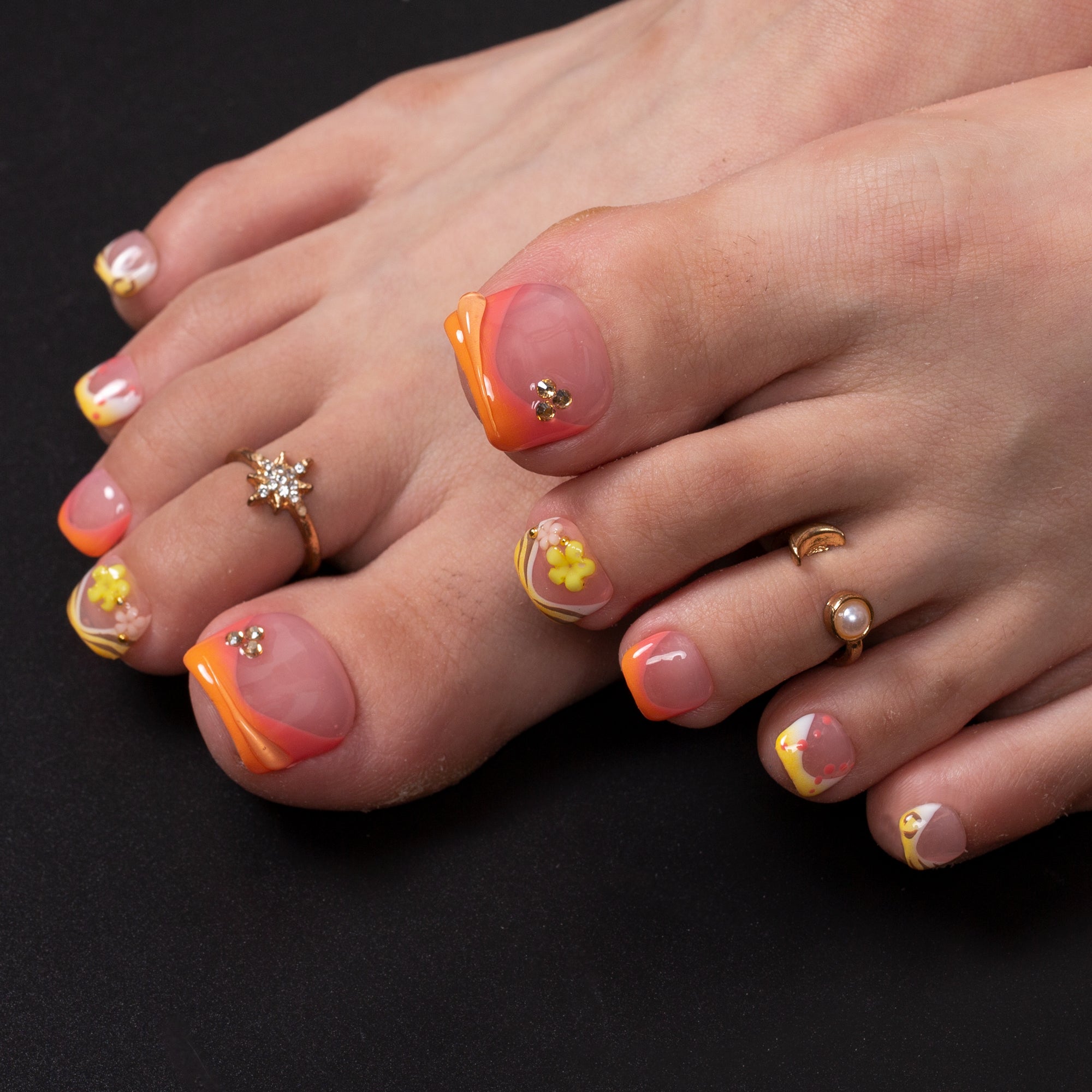 Poolside Drama T635 Toe Nails - 20Pcs Free Size