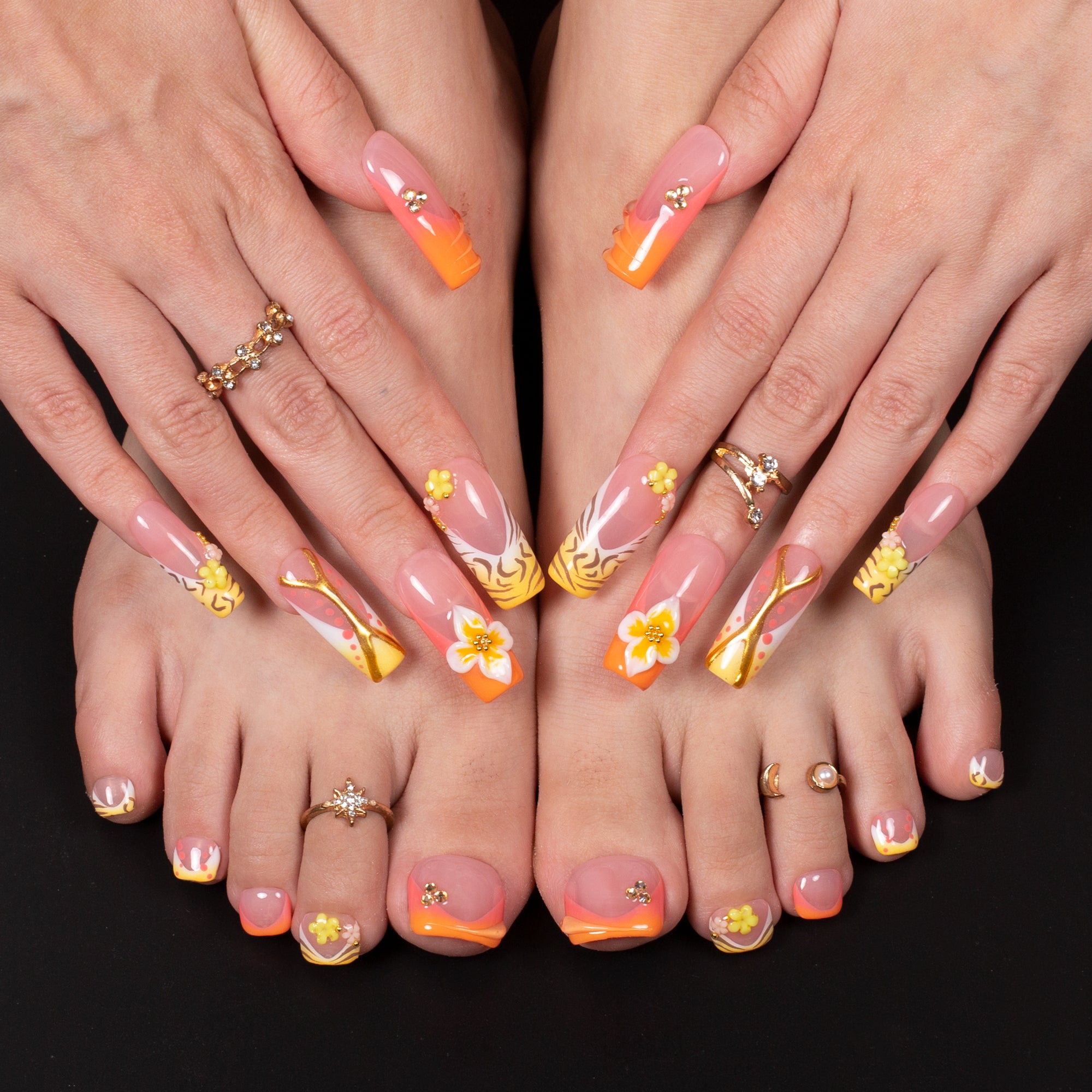 Poolside Drama Combo Set Handmade Nails H635+T635