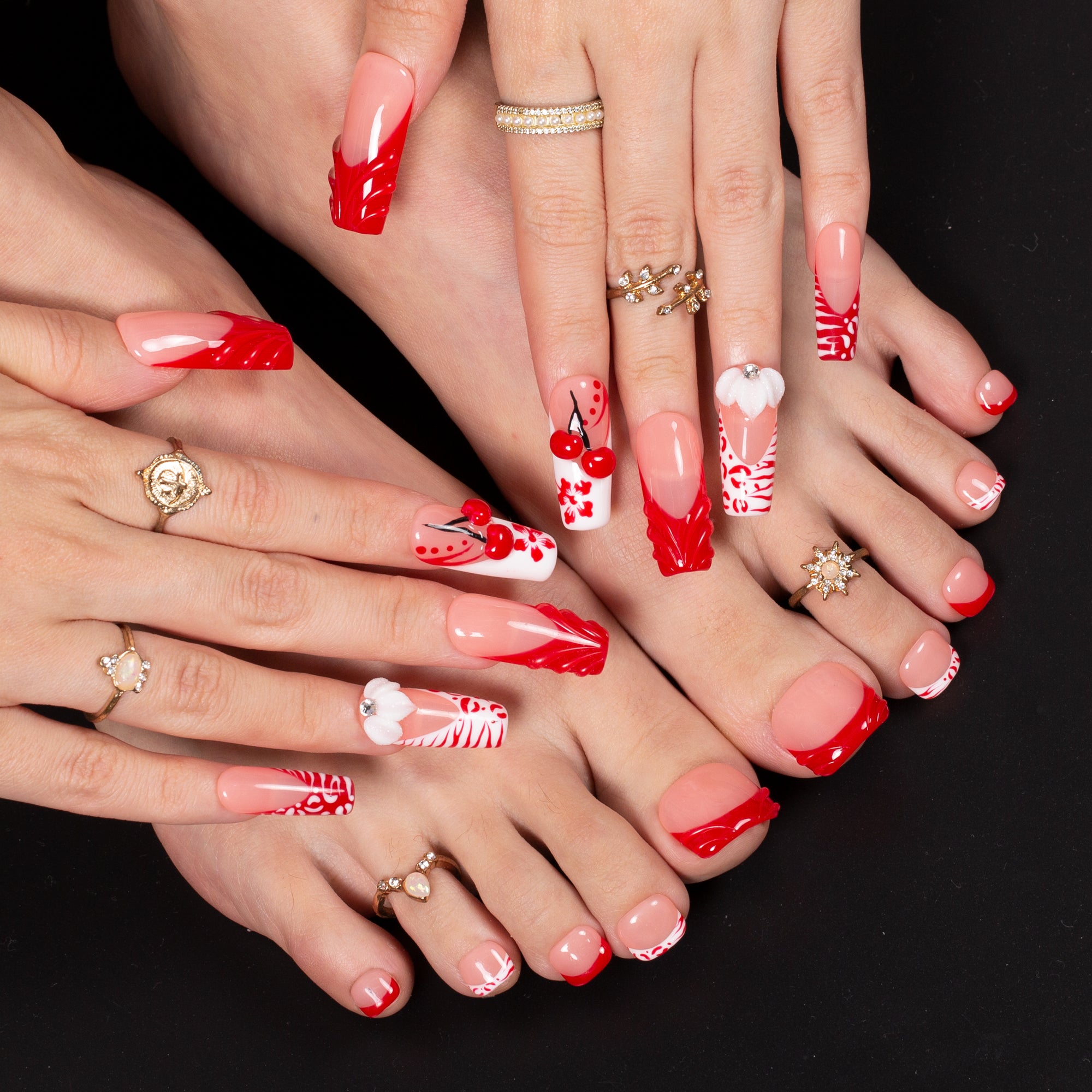Cherry Blossom Combo Set Handmade Nails H636+T636