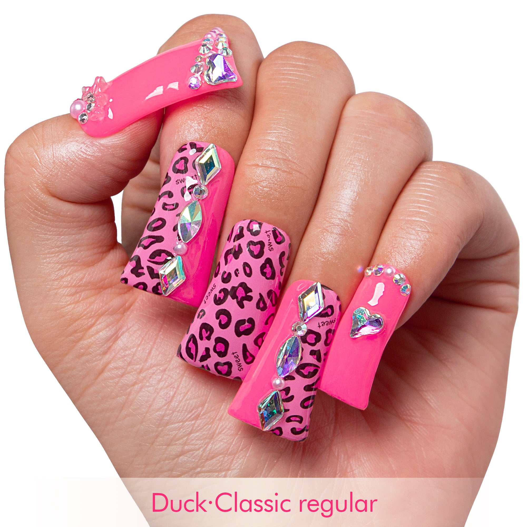 Pink Leopard Handmade Nails H64