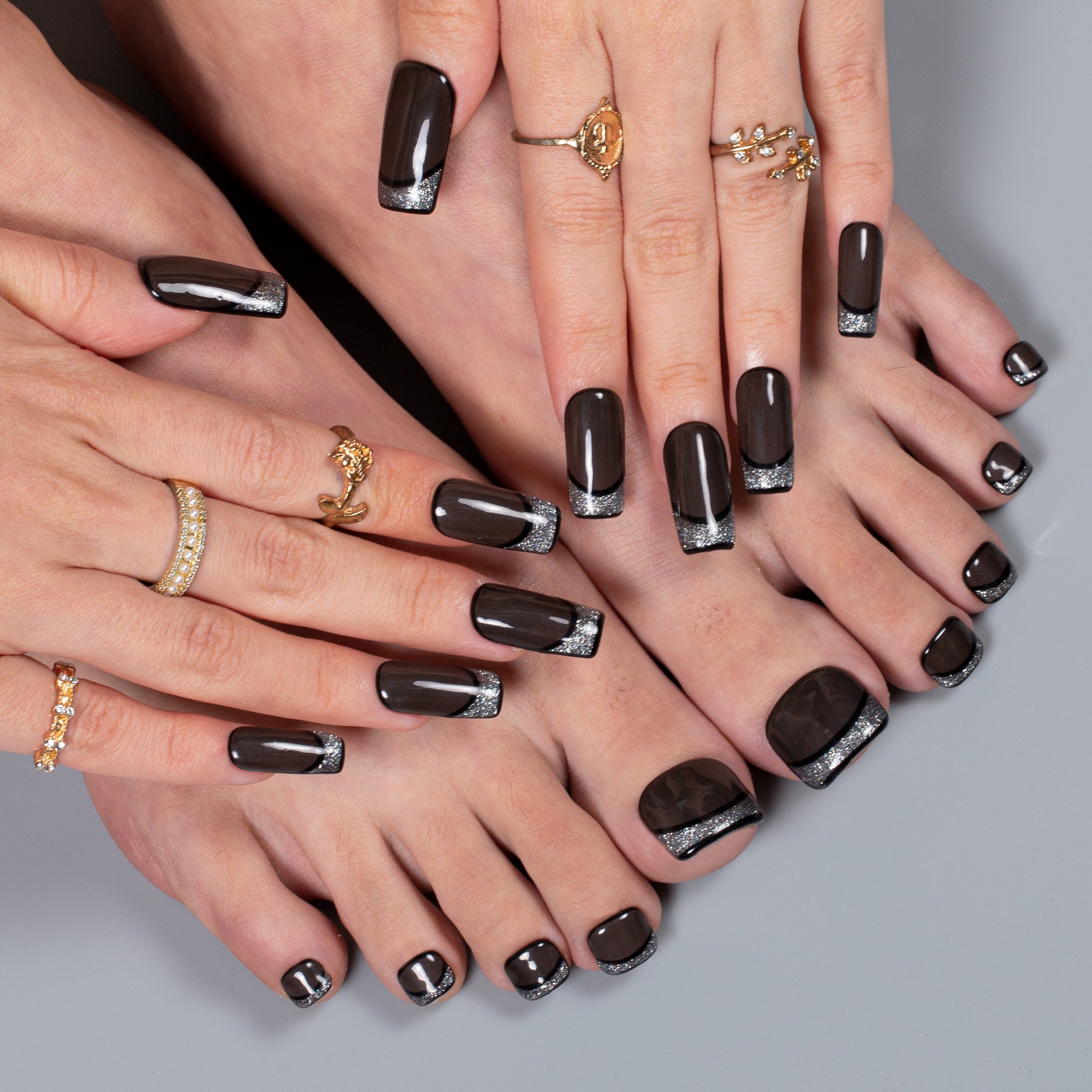 Obsidian Affair Combo Set Handmade Nails H642+T642
