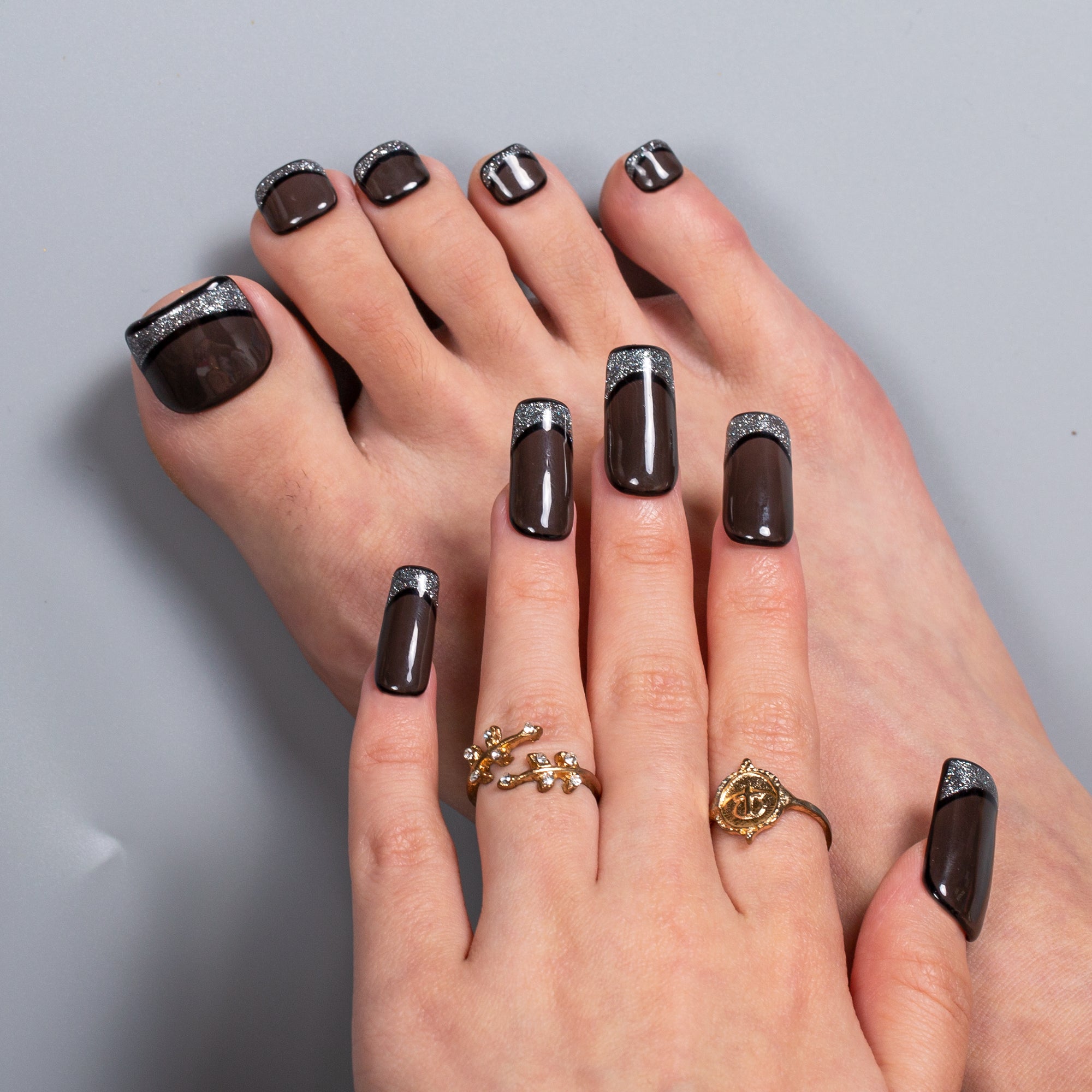 Obsidian Affair Combo Set Handmade Nails H642+T642