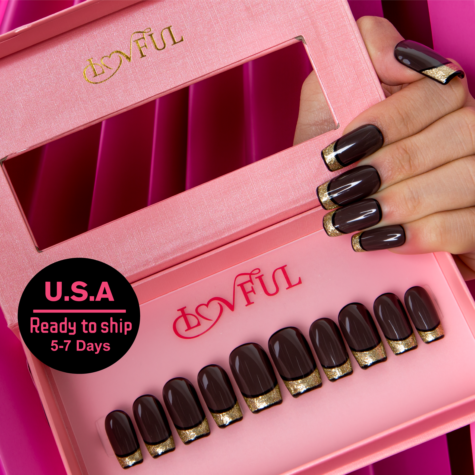 Noir Affair Handmade Square Nails H643 RTS