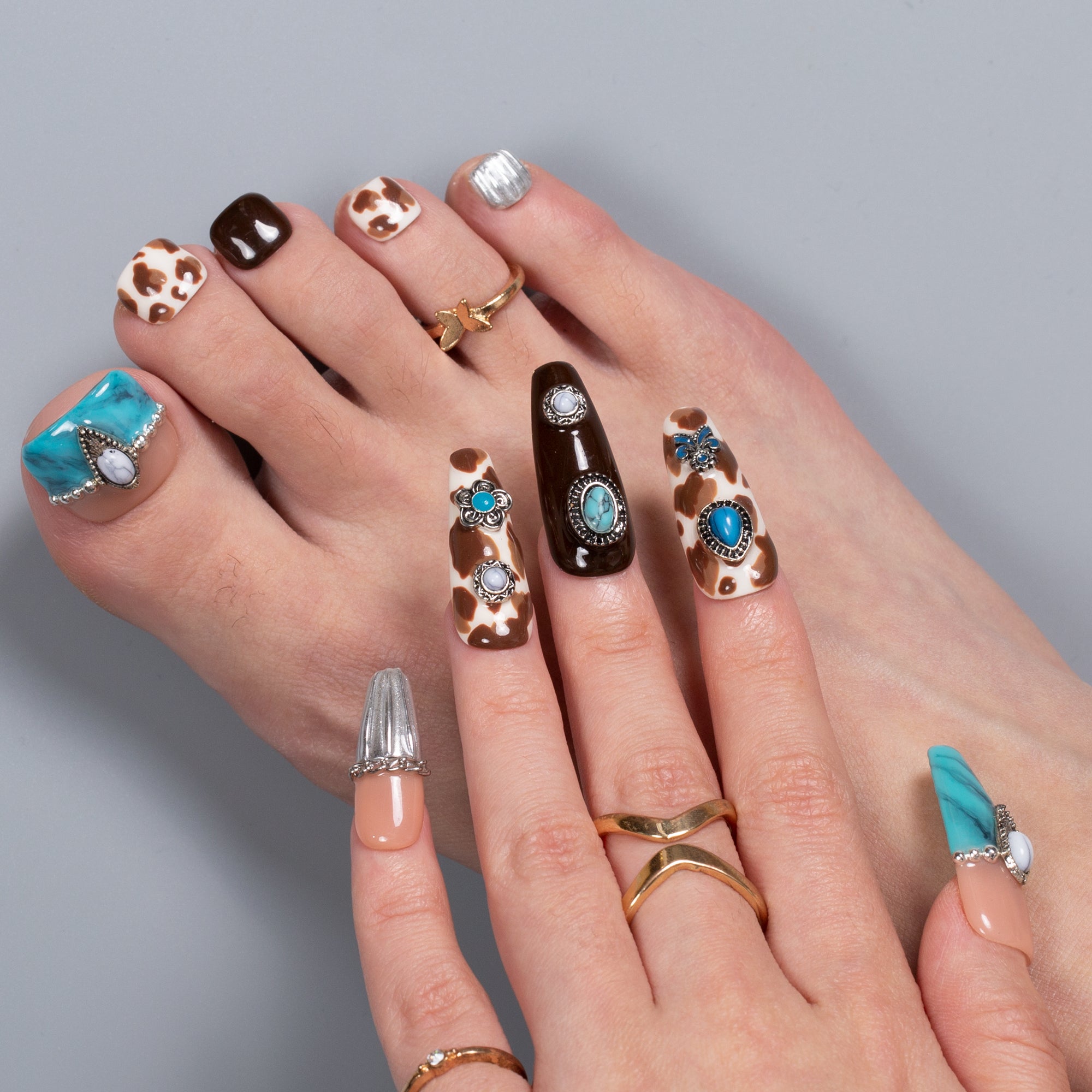 Cowgirl's Dream Combo Set Handmade Nails H644+T644