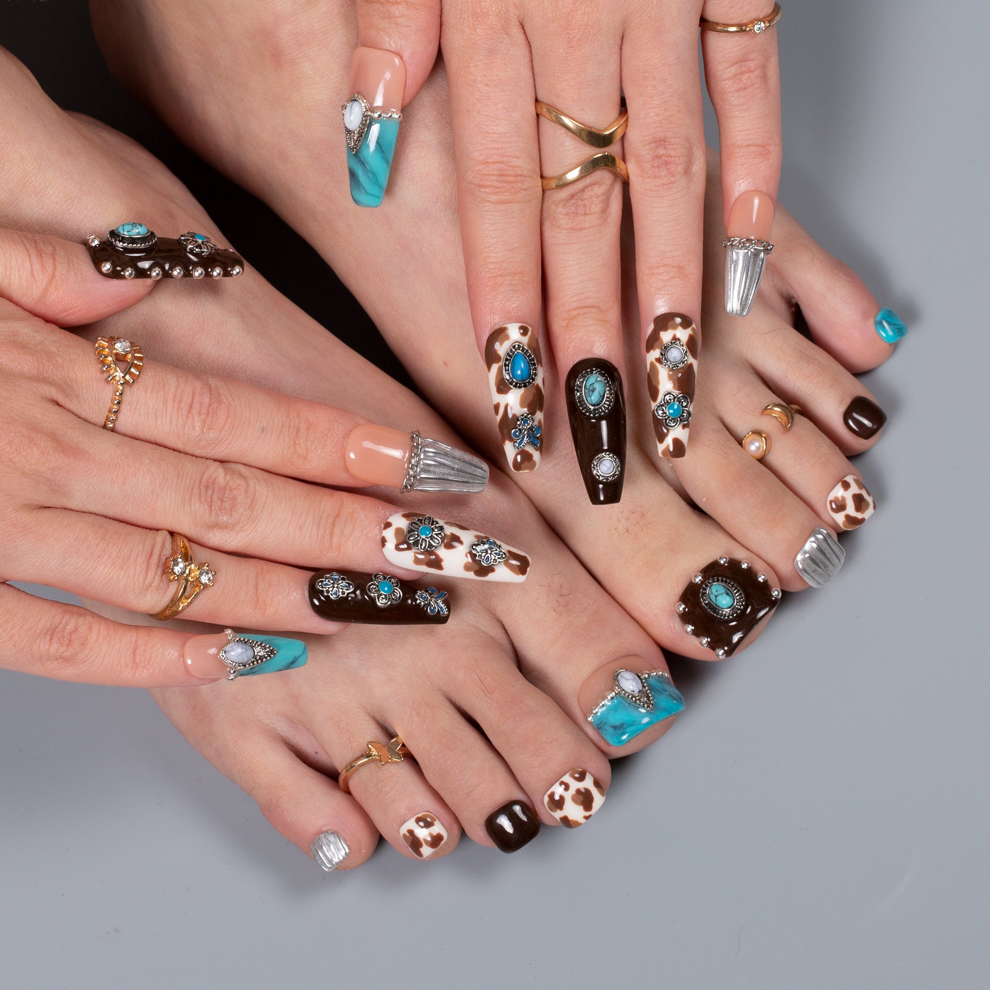 Cowgirl's Dream Combo Set Handmade Nails H644+T644