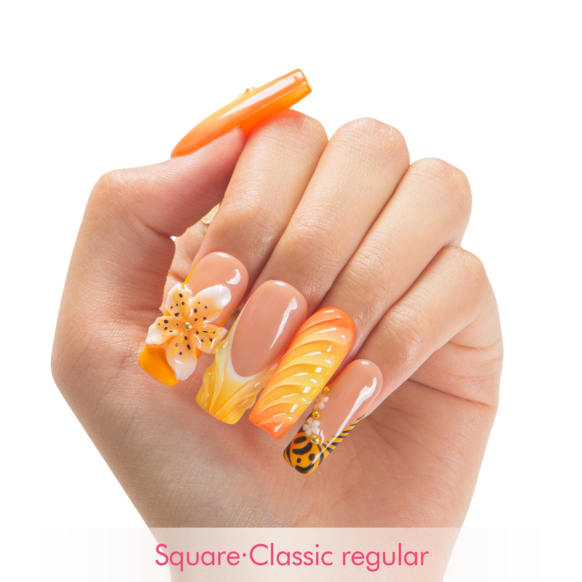 Burn baby, Burn Handmade Nails H645