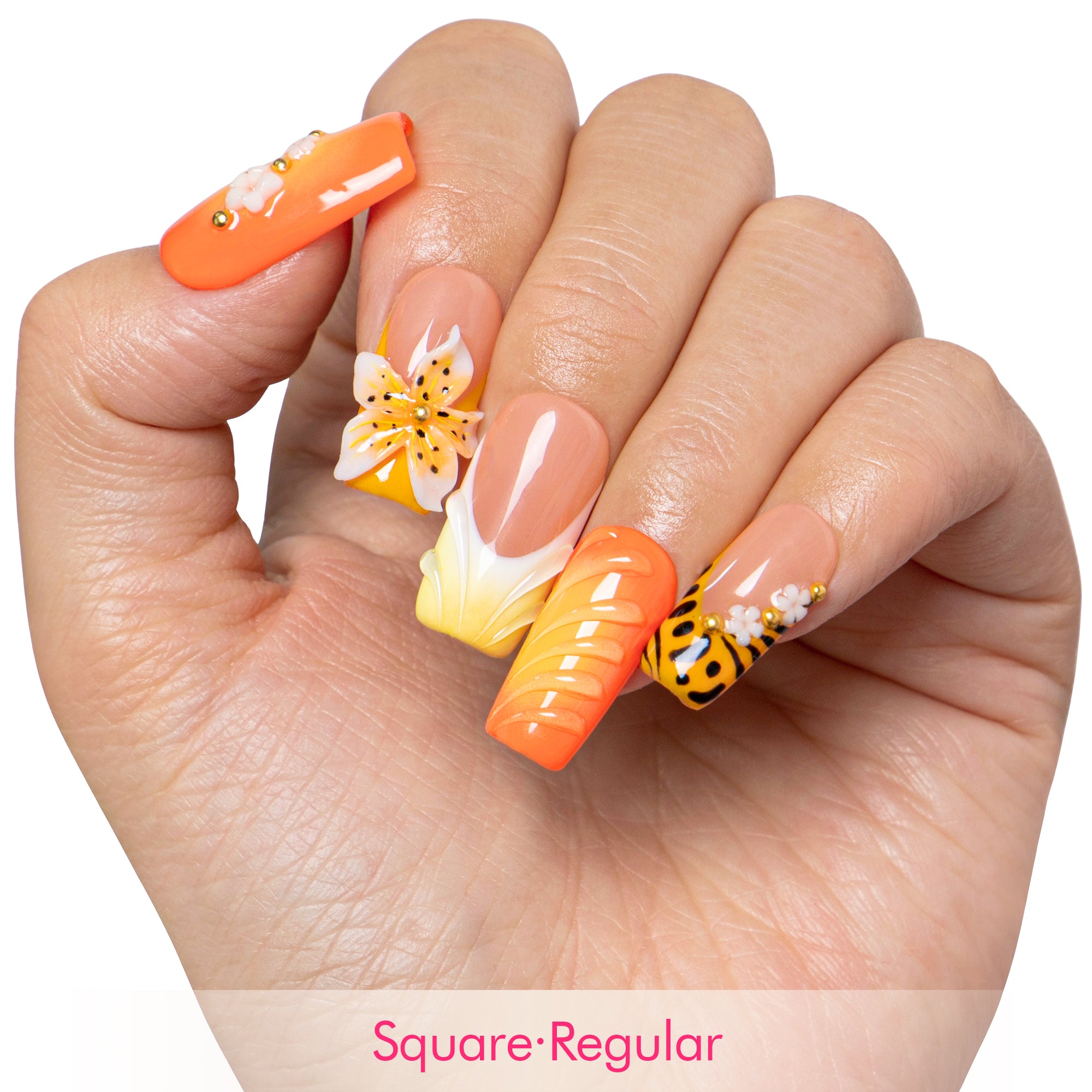 Burn baby, Burn Handmade Nails H645