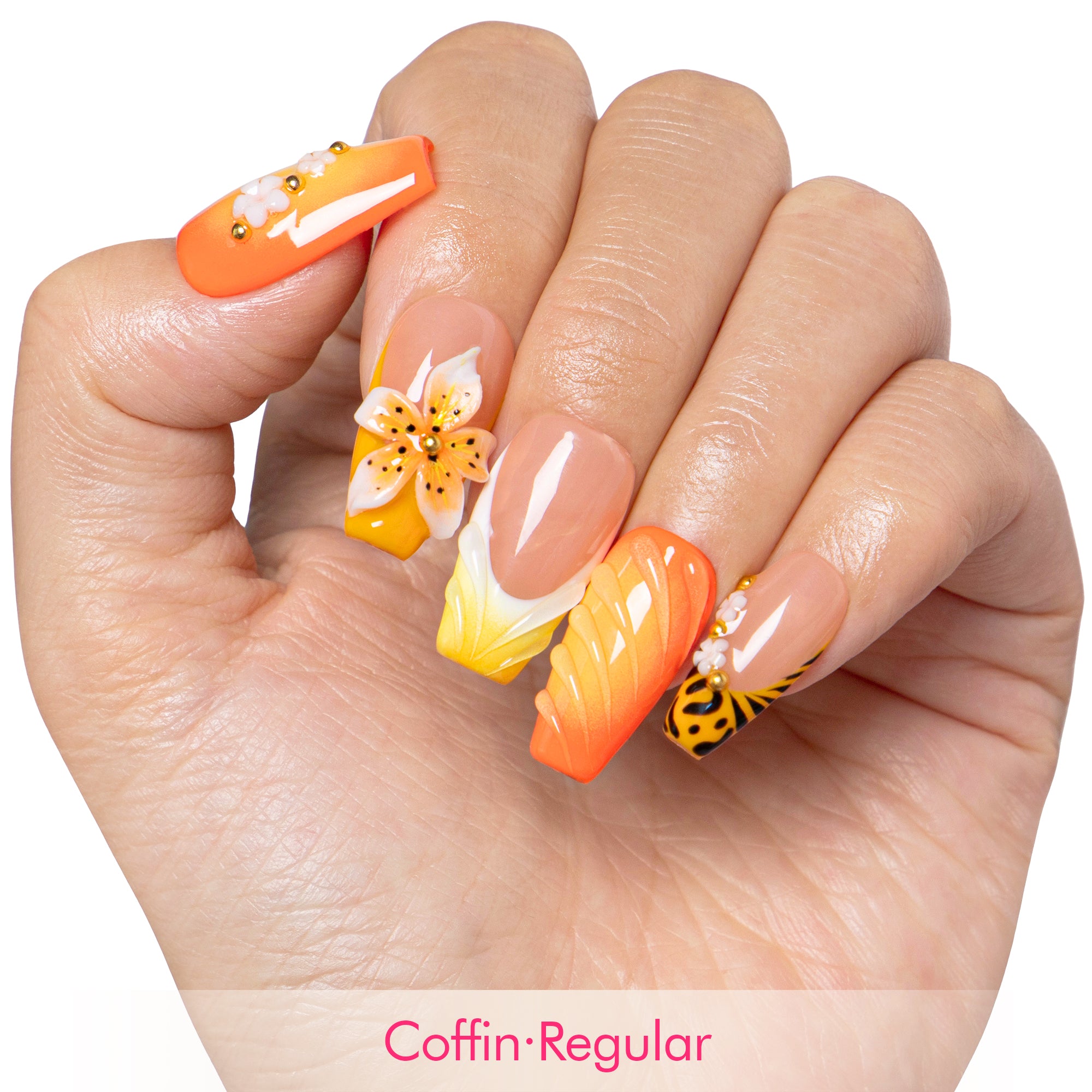 Burn baby, Burn Handmade Nails H645