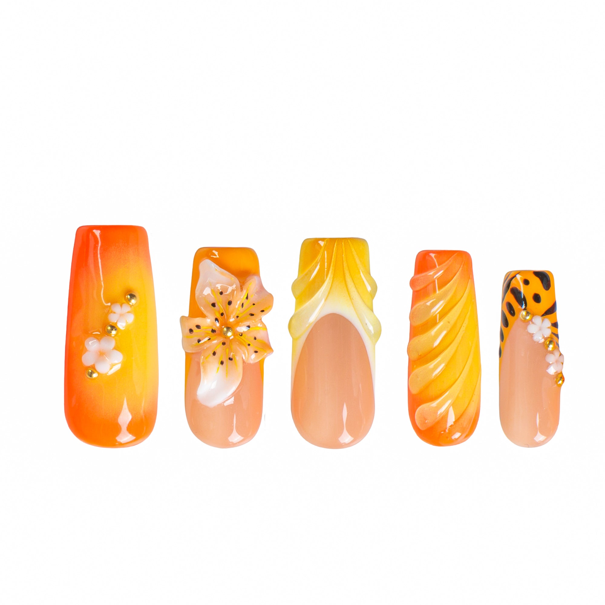 Burn baby, Burn Handmade Nails H645