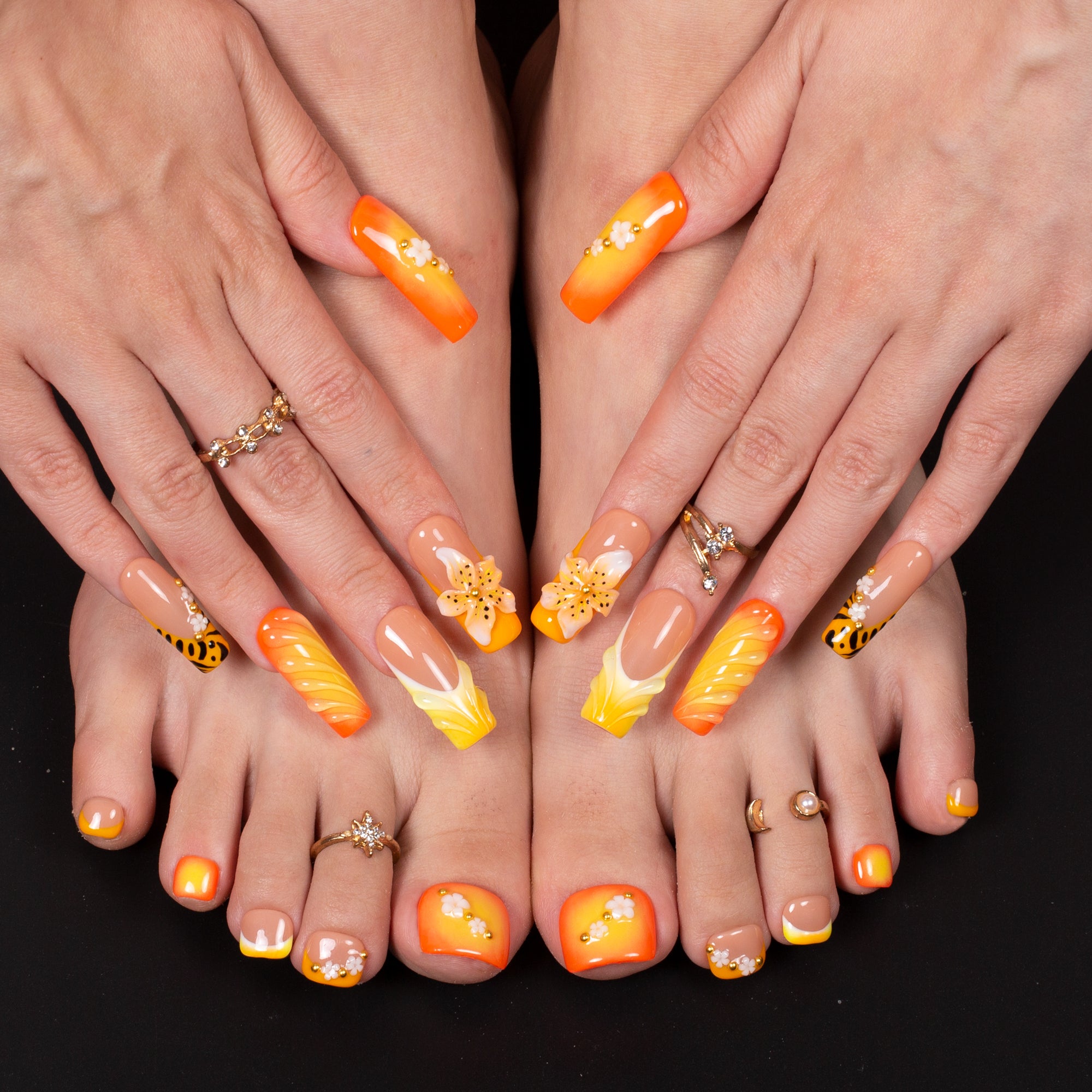 Burn baby, Burn Combo Set Handmade Nails H645+T645