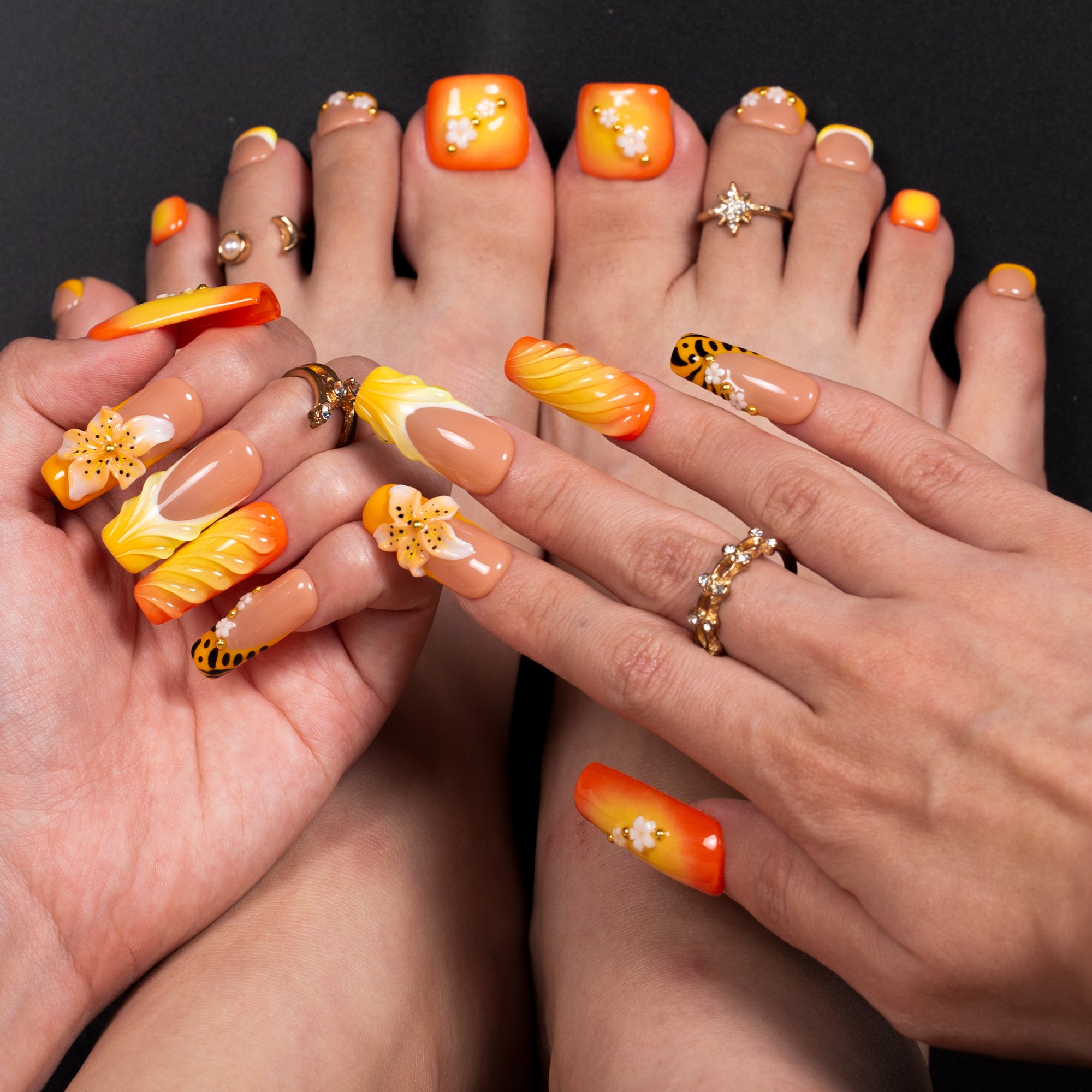 Burn baby, Burn Combo Set Handmade Nails H645+T645