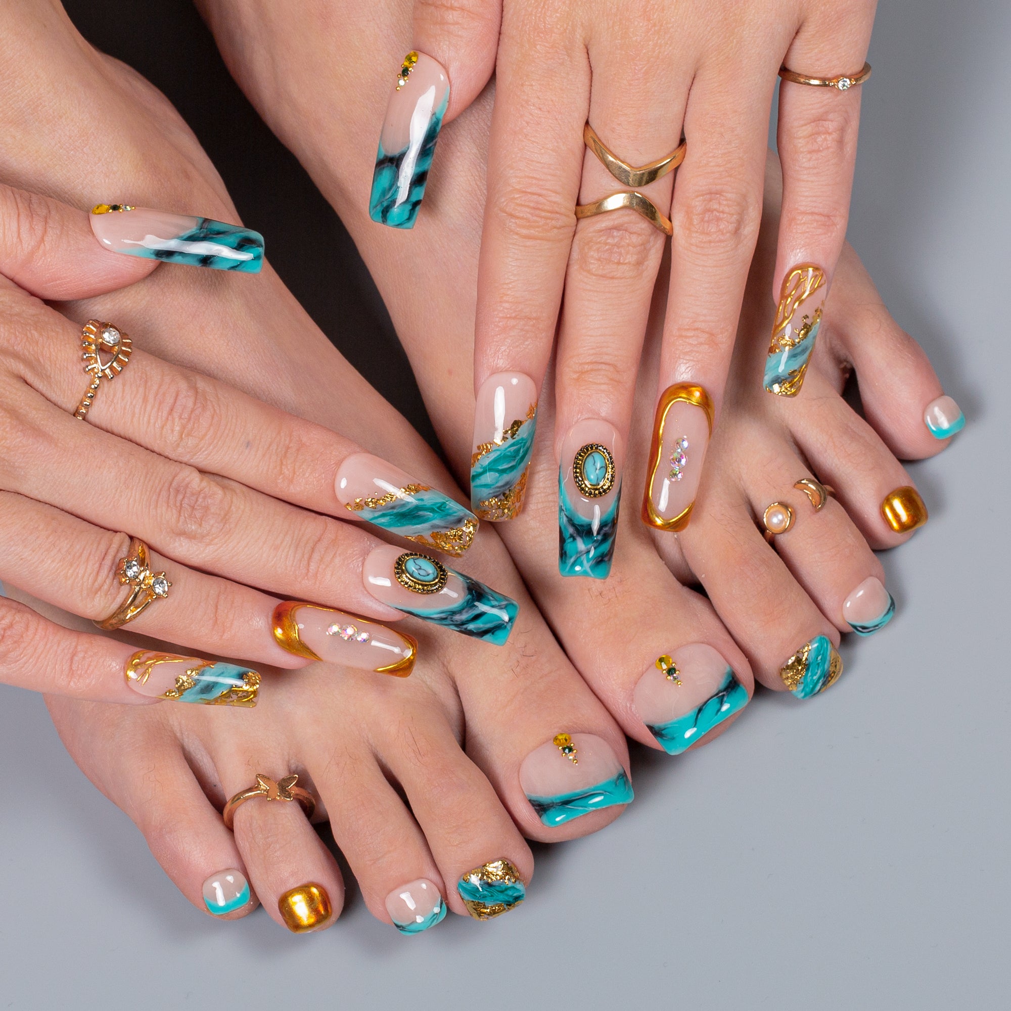 Shadow Play Combo Set Handmade Nails H649+T649