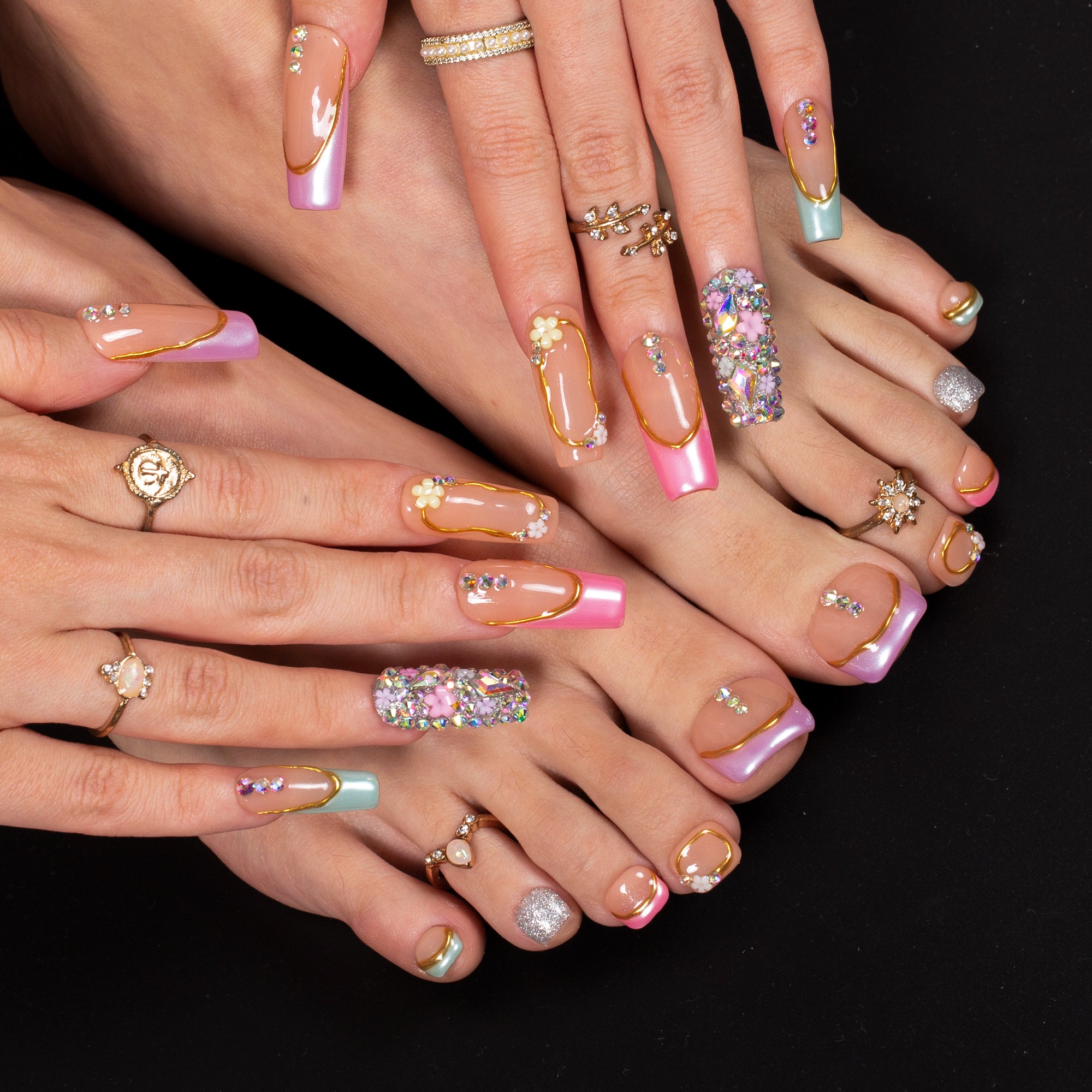 Pastel Fantasy Combo Set Handmade Nails H652+T652