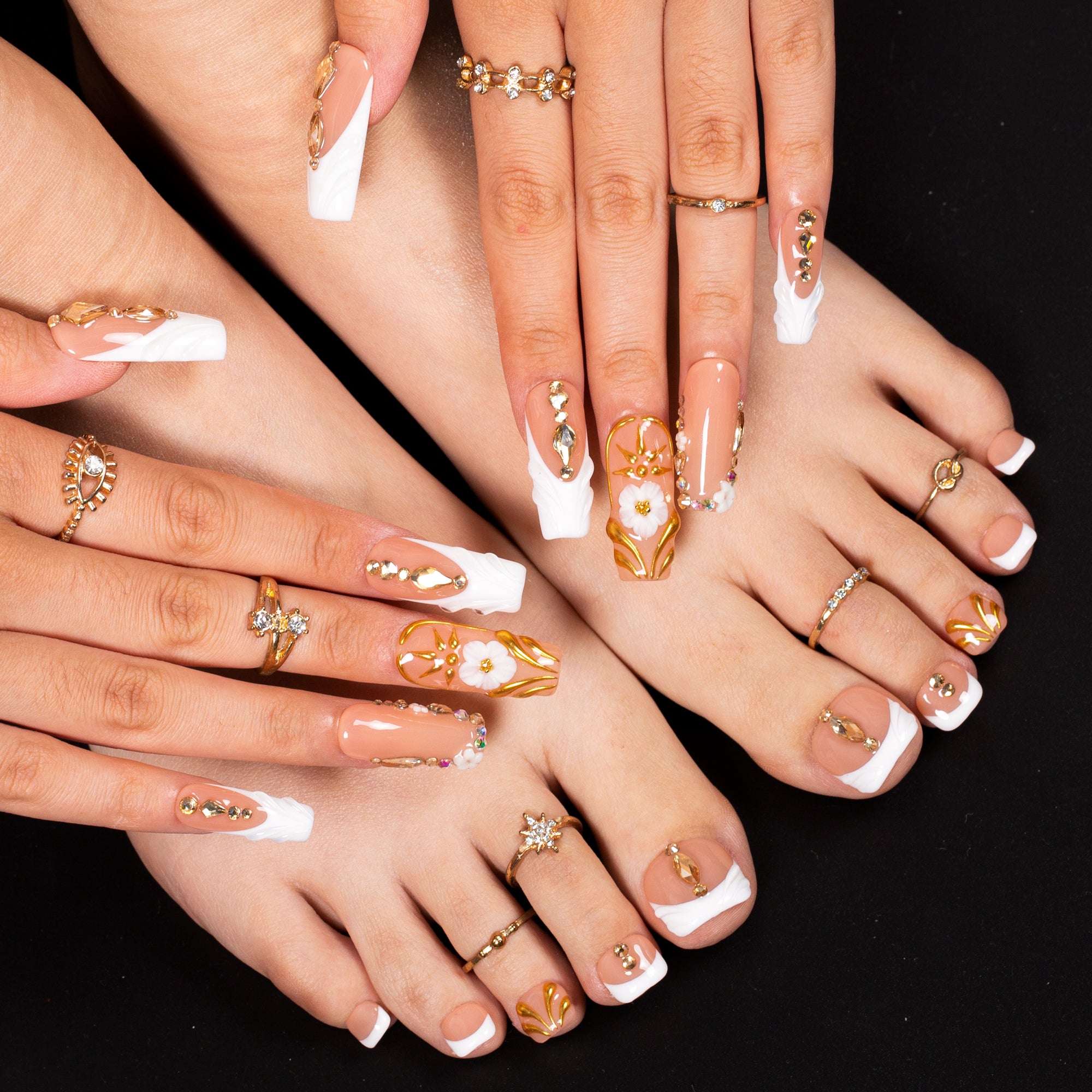 Elegant Love Combo Set Handmade Nails H653+T653