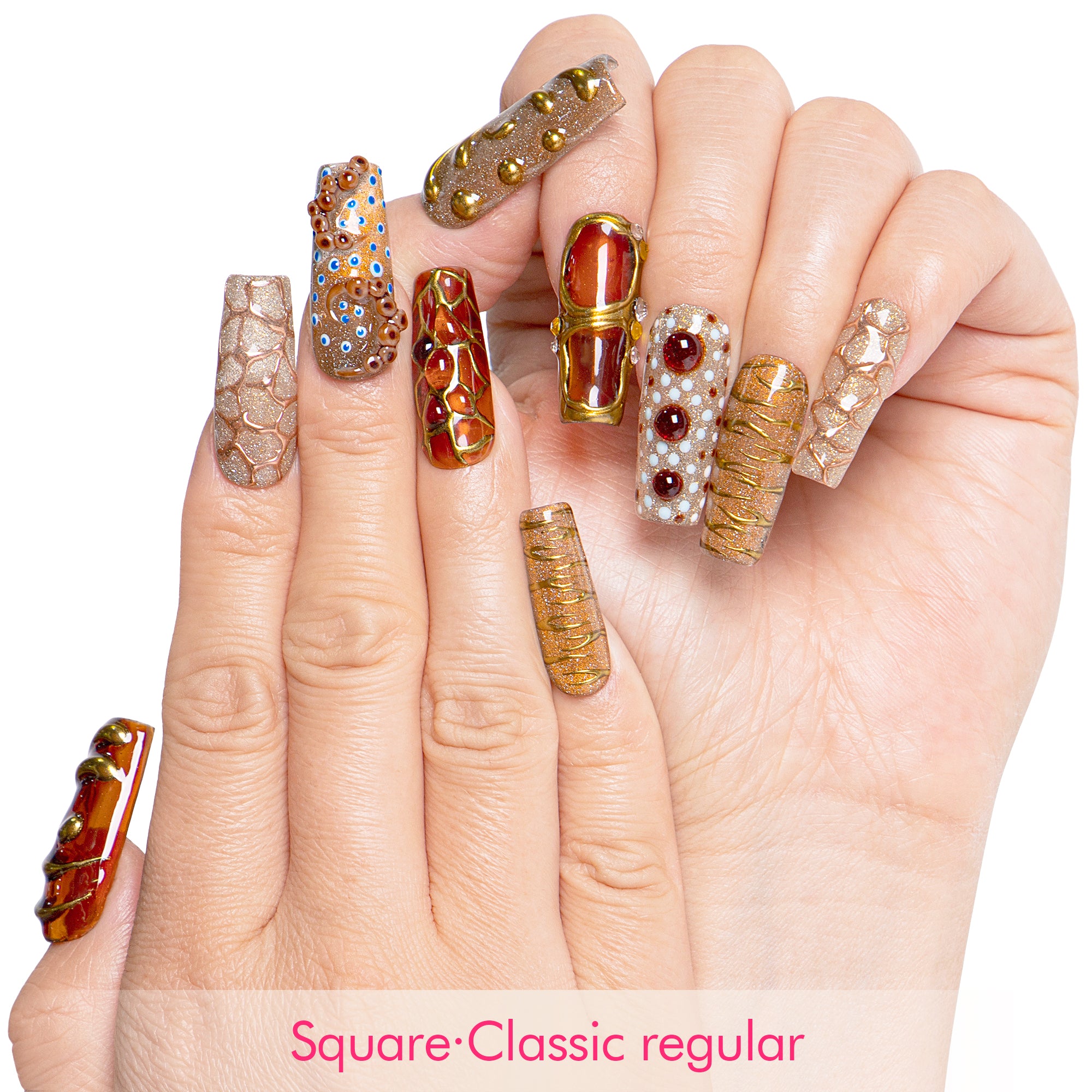 Amber Relic Handmade Nails H654