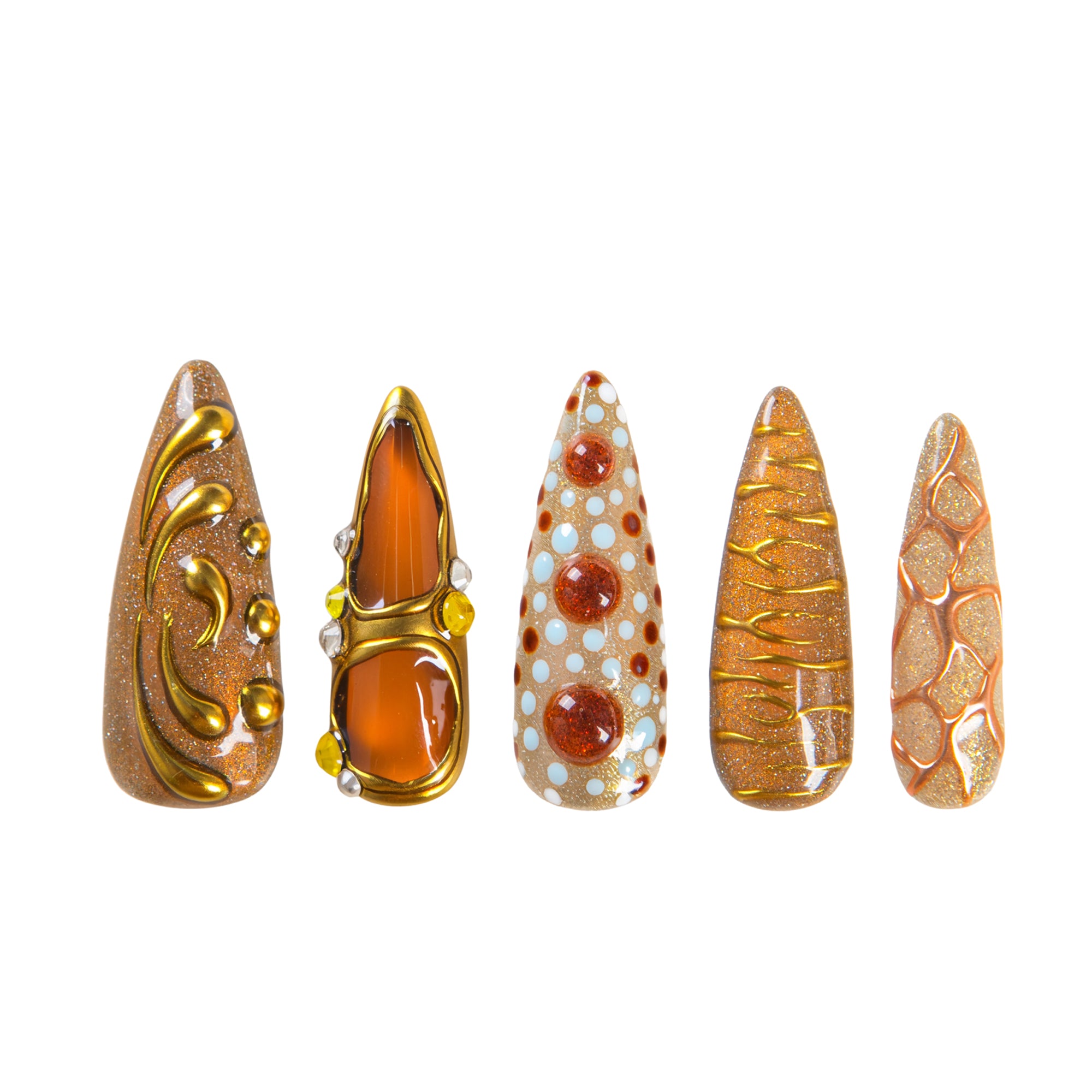 Amber Relic Handmade Nails H654
