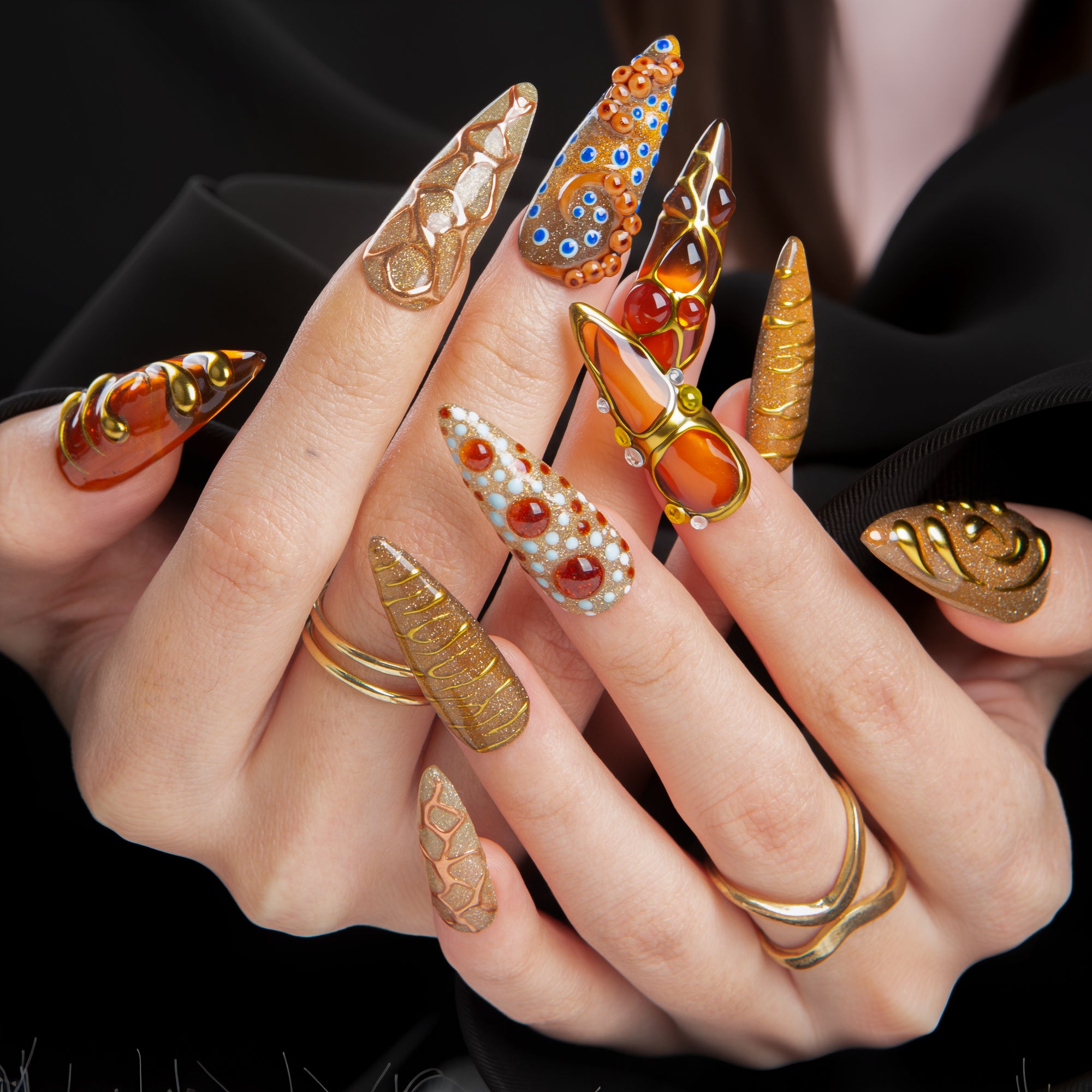 Amber Relic Handmade Nails H654