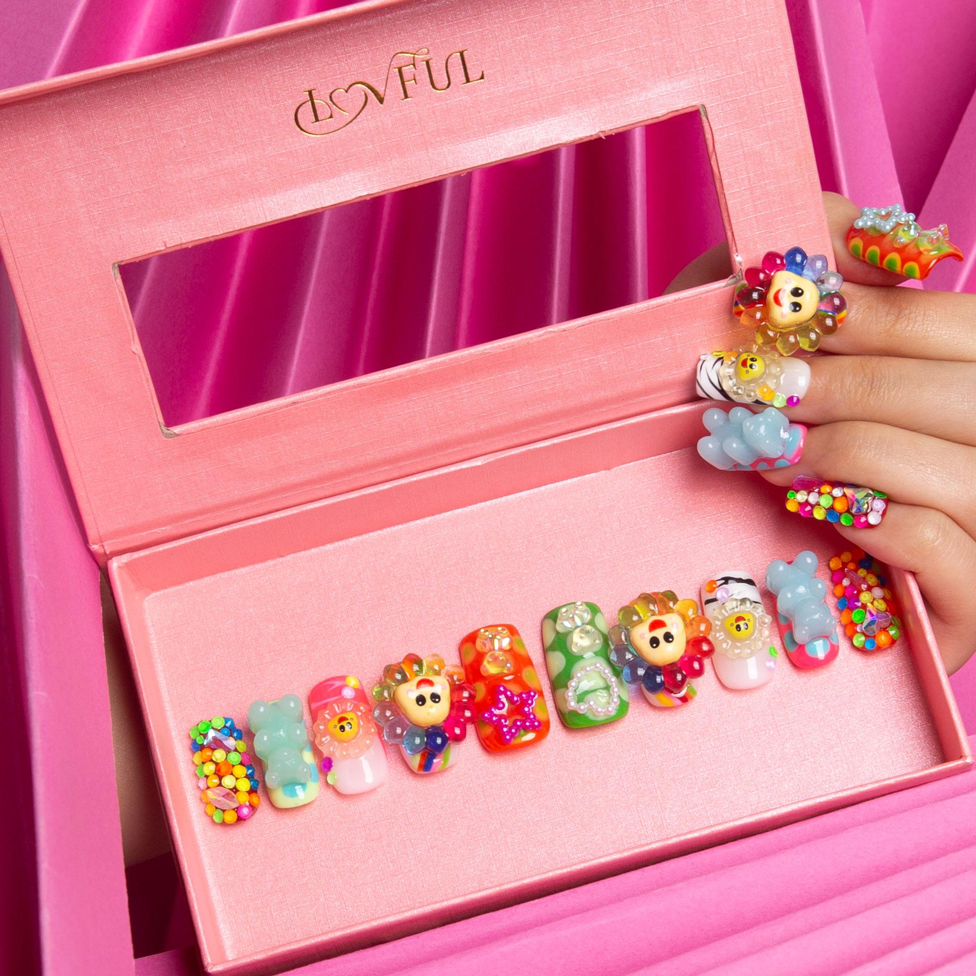 Lovkashi Flower Handmade Square Nails H65 RTS
