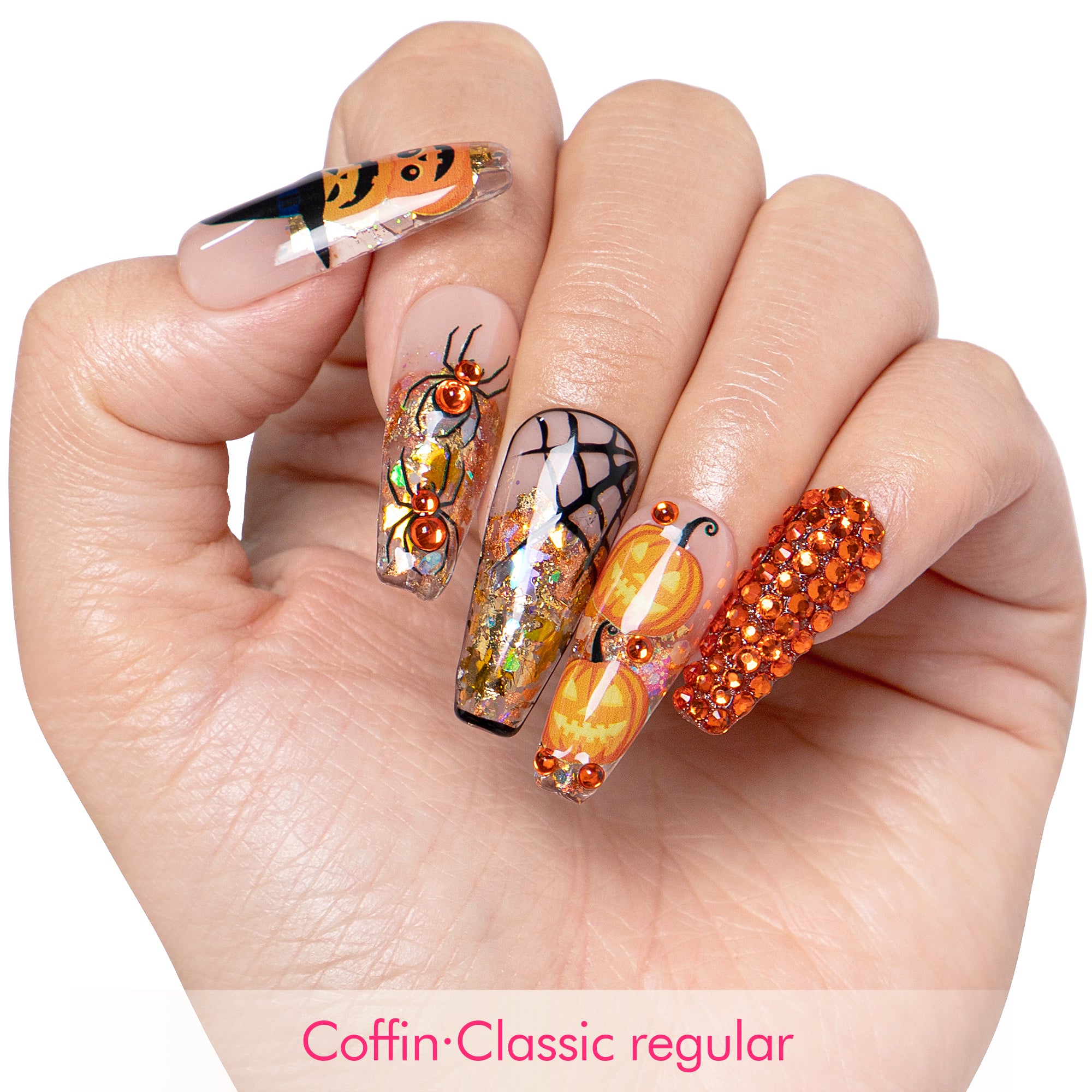 Pumpkin Party Handmade Nails H661