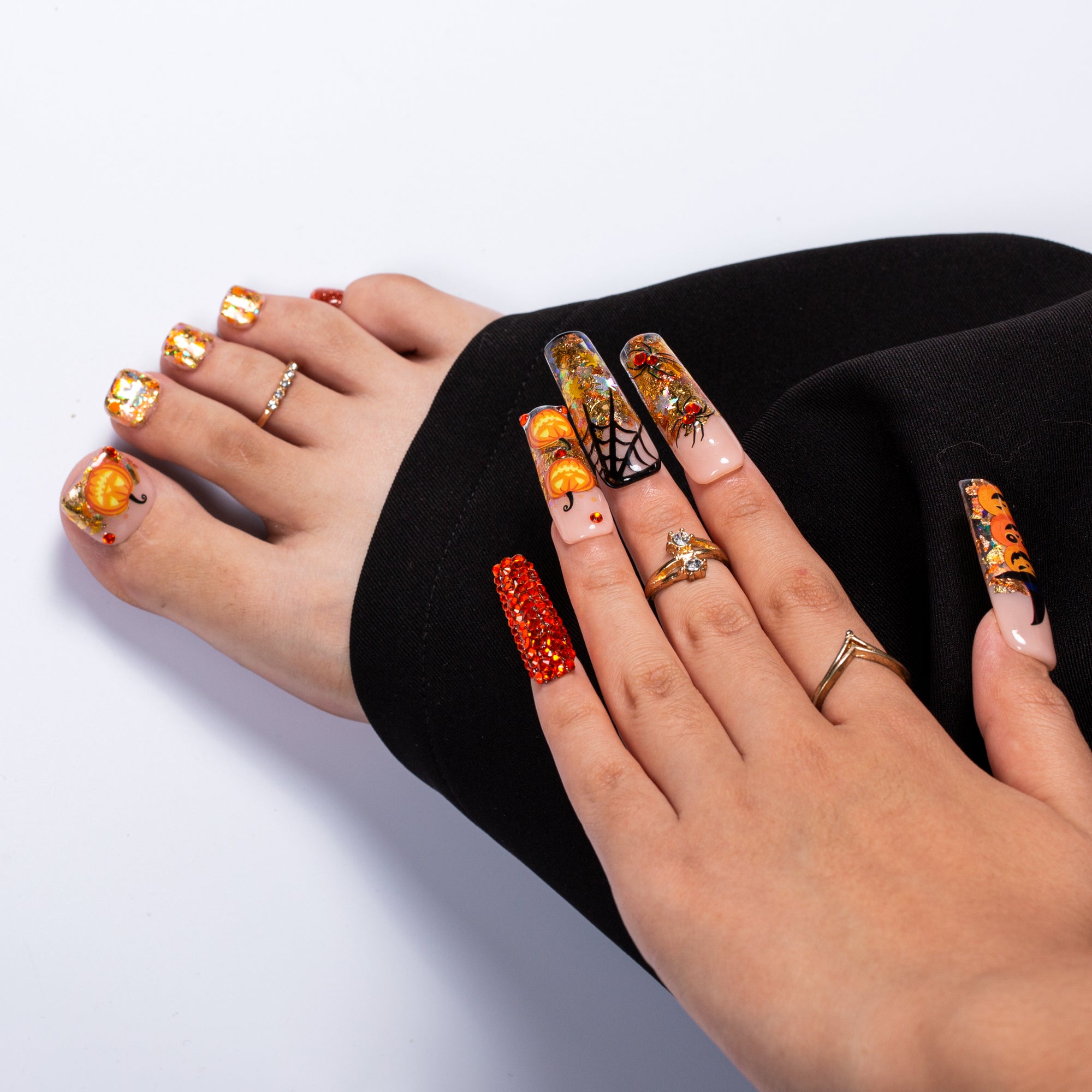 Pumpkin Party Combo Set Handmade Nails H661+T661