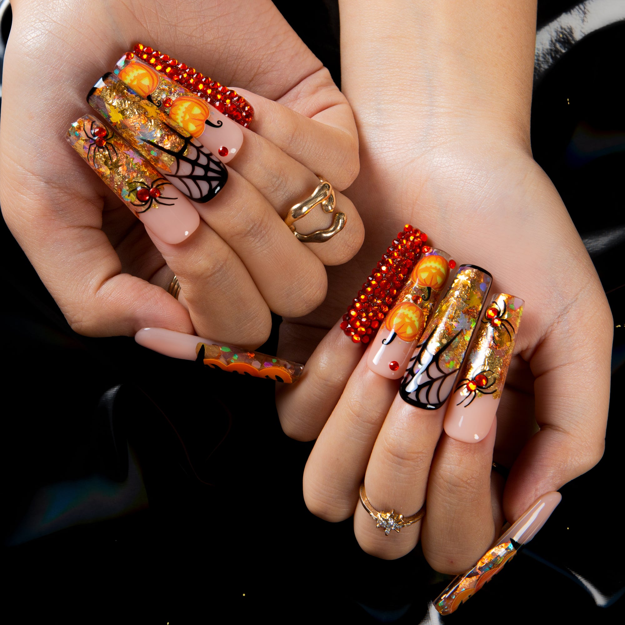 Pumpkin Party Handmade Nails H661