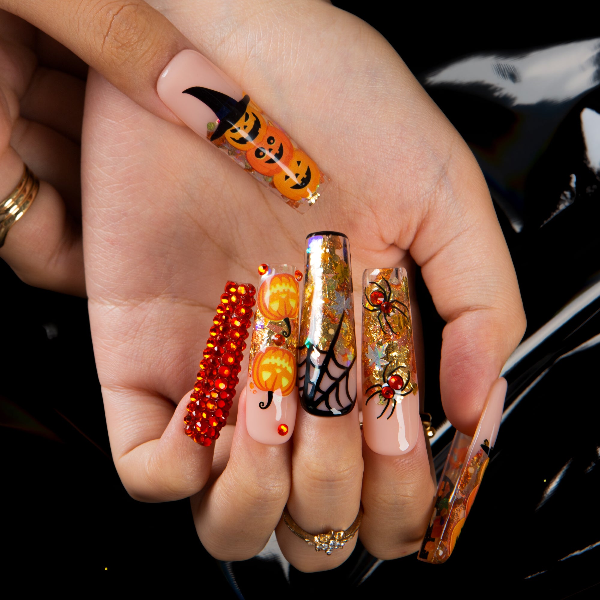 Pumpkin Party Handmade Nails H661
