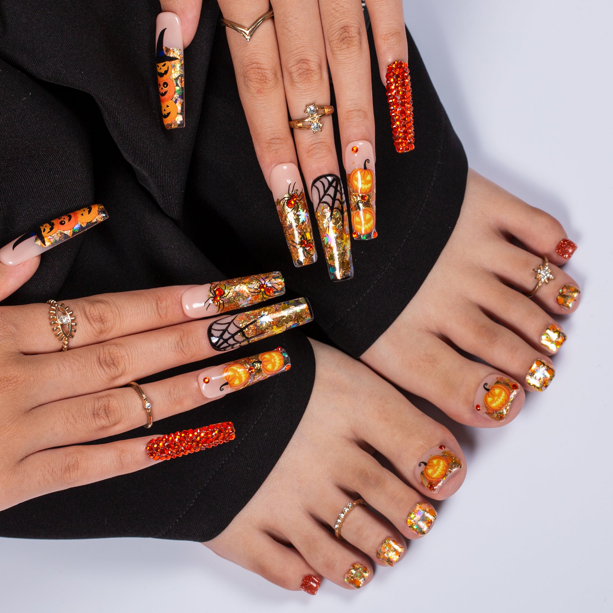 Pumpkin Party Combo Set Handmade Nails H661+T661