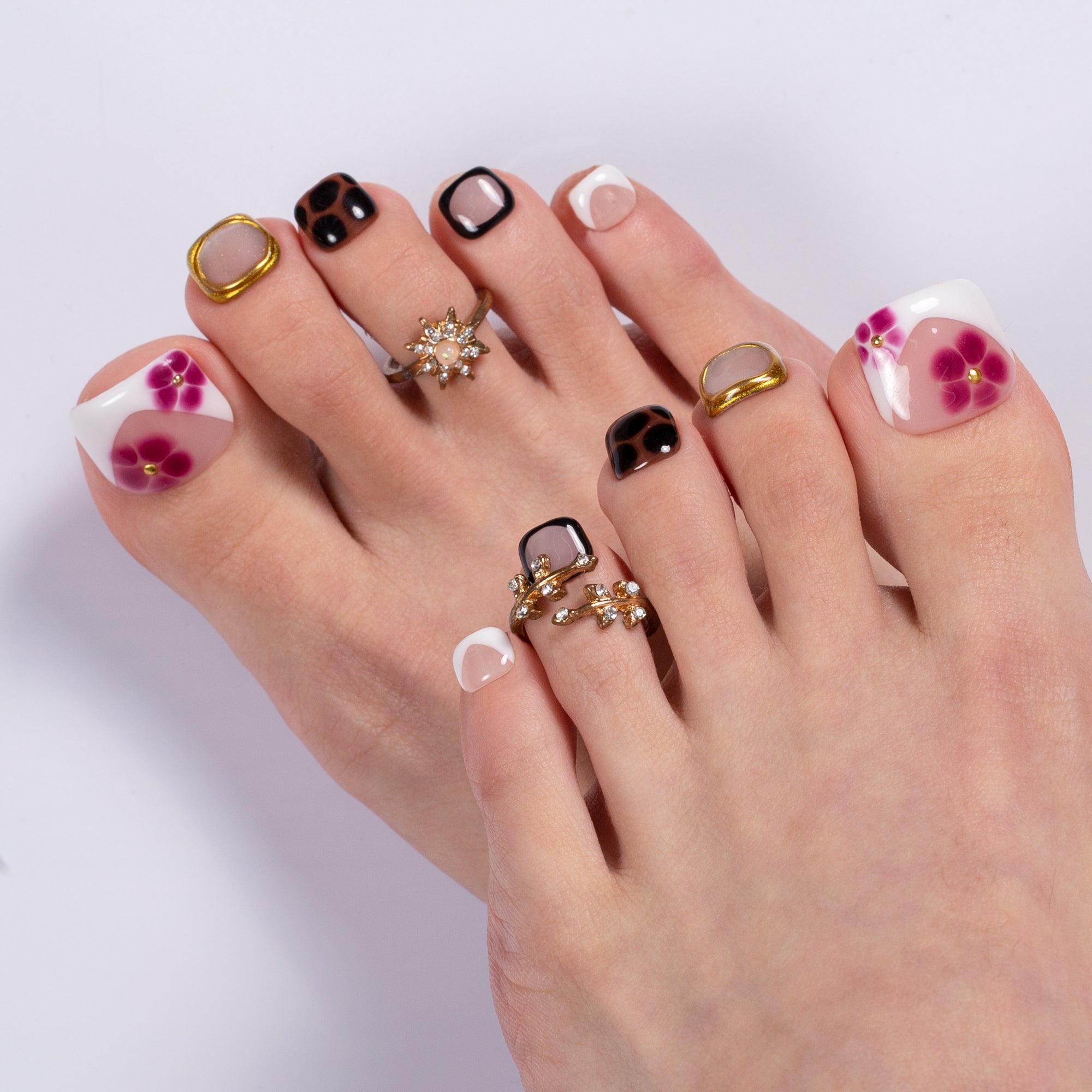 Bordeaux Kiss T665 Toe Nails - 20Pcs Free Size