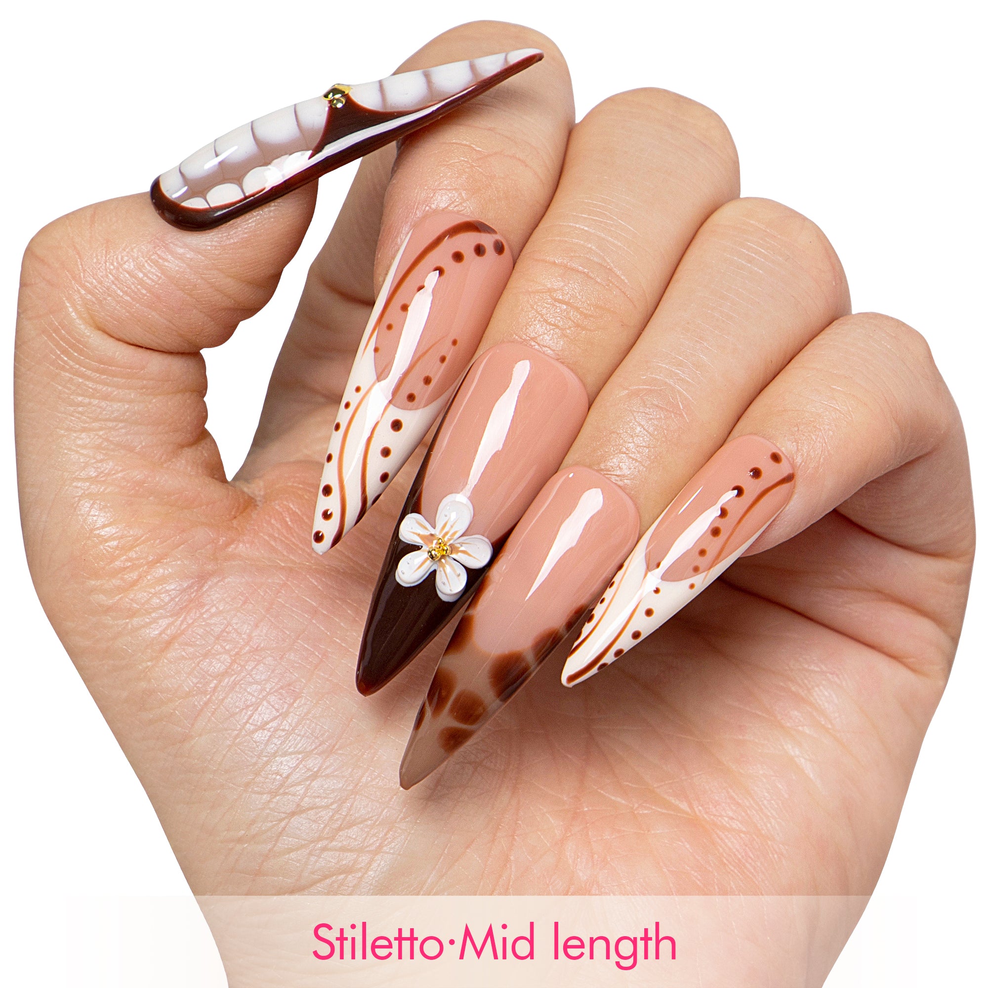 Latte Art Handmade Nails H667