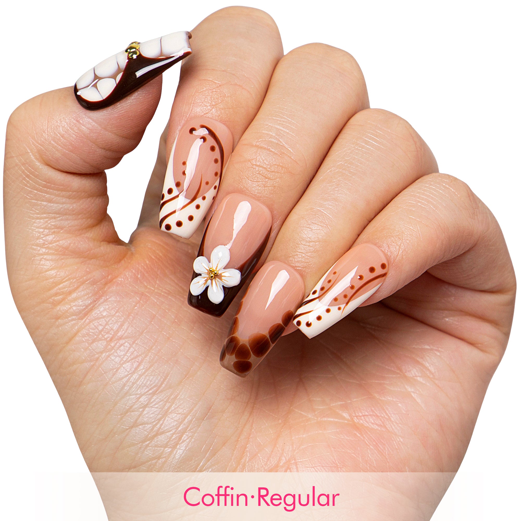 Latte Art Handmade Nails H667