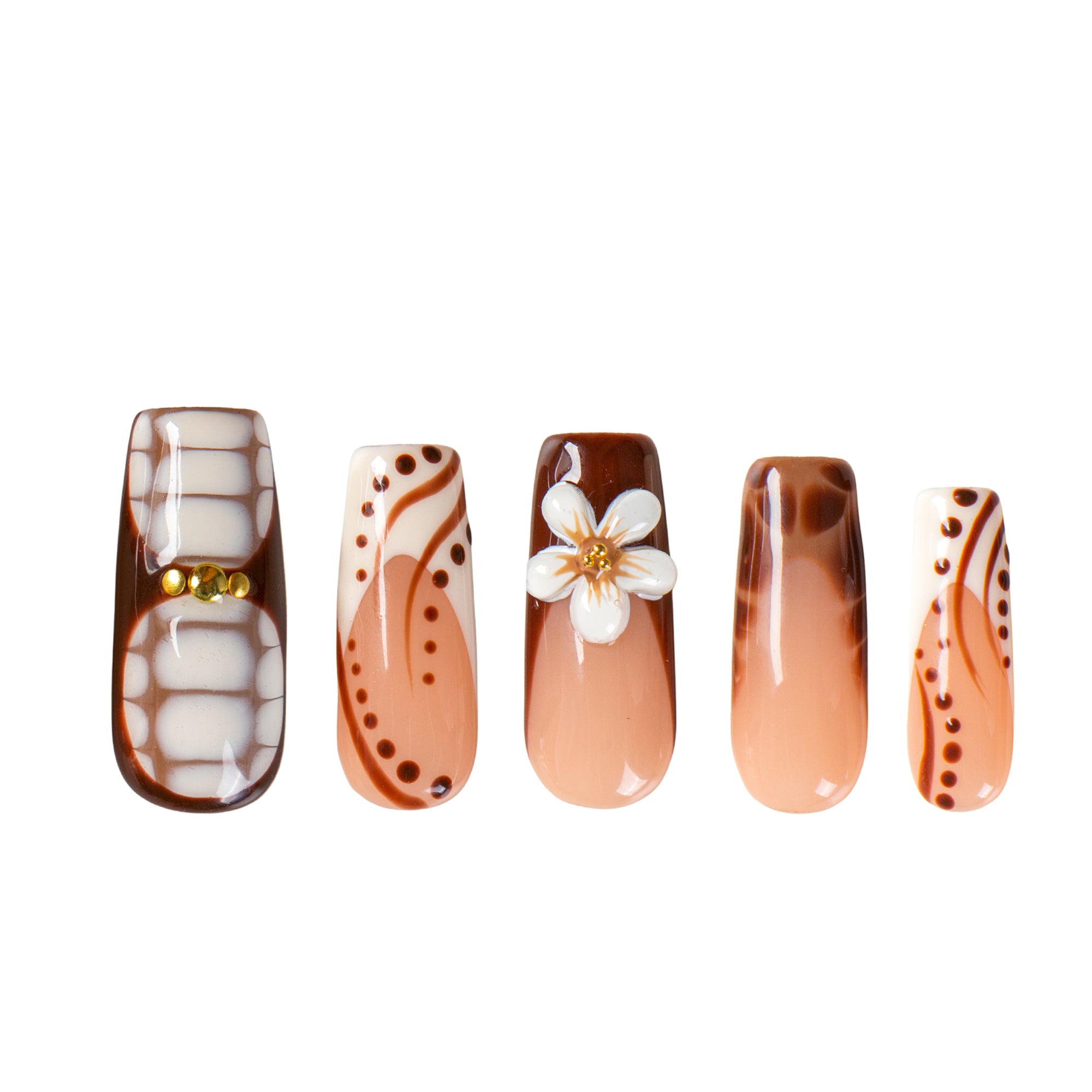 Latte Art Handmade Nails H667