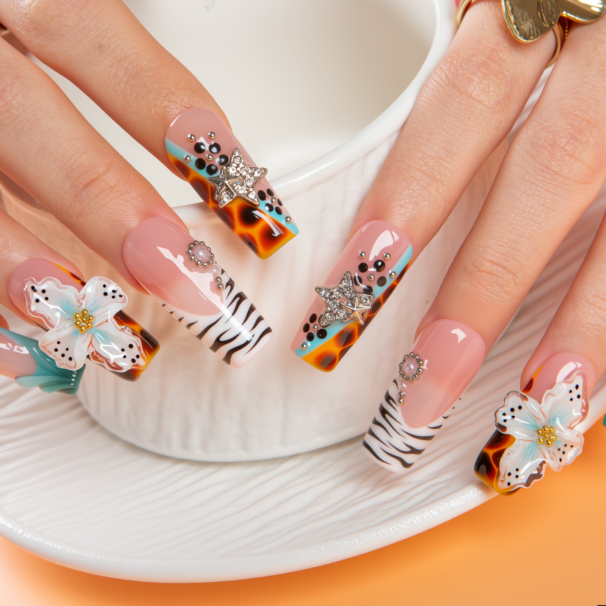 Jungle Whisper Handmade Nails H674