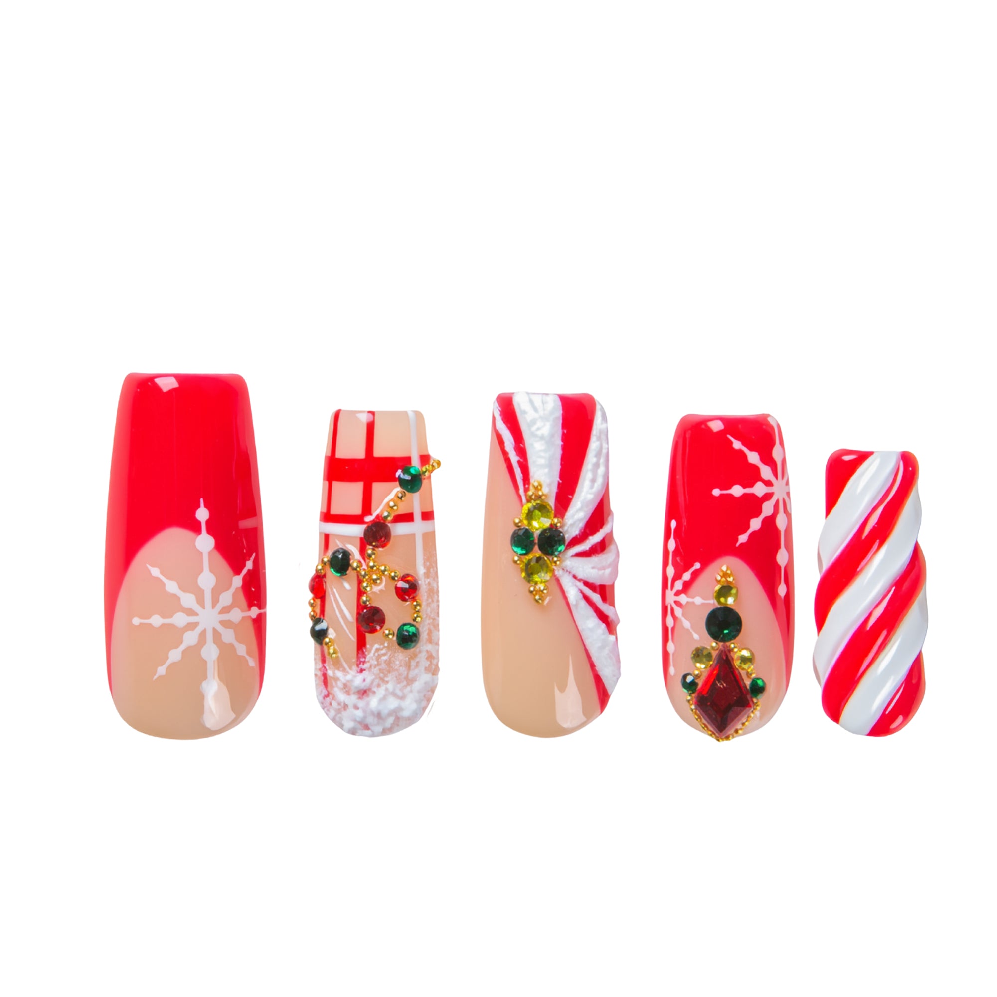 Candy Noel Handmade Square Nails H675 RTS