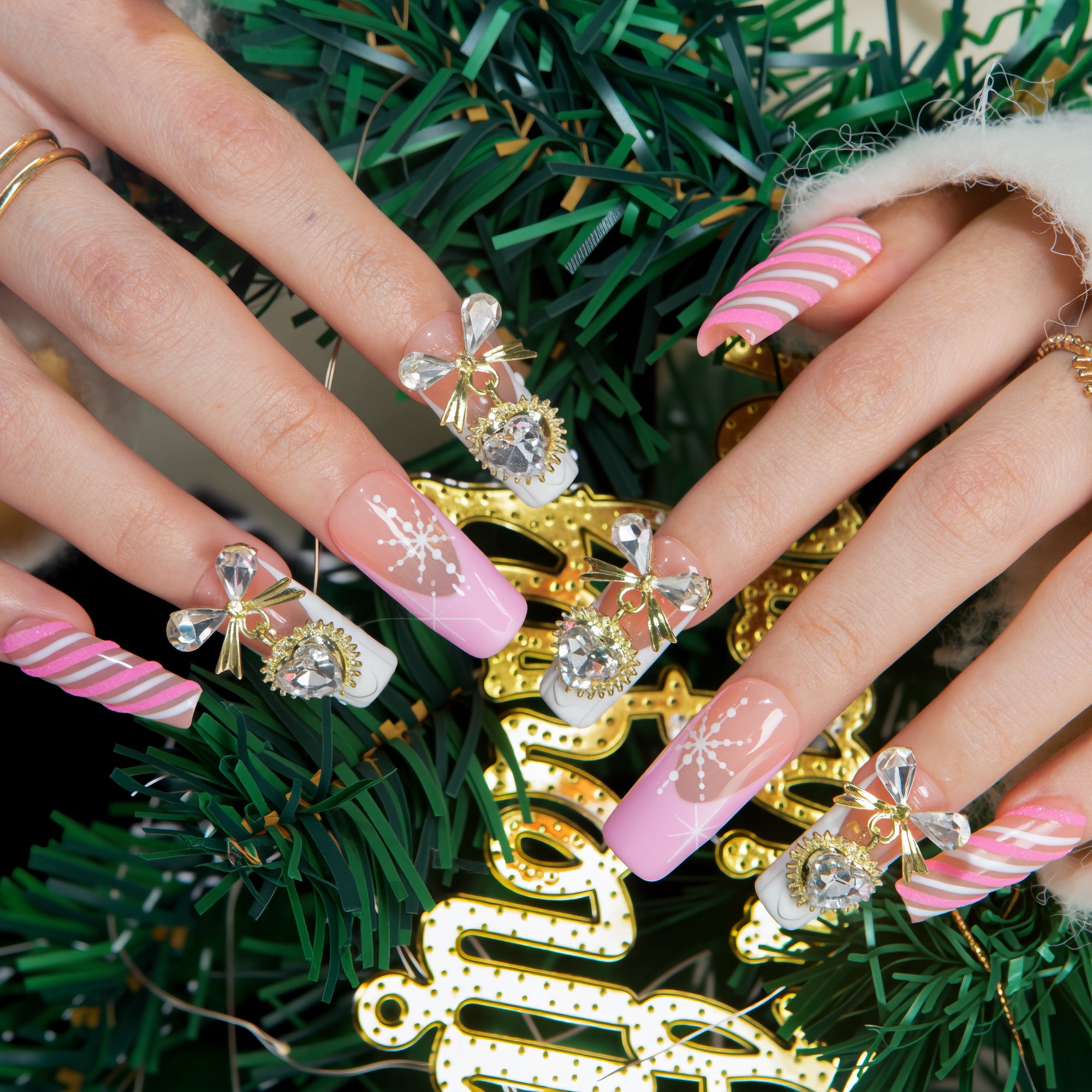 Pink Frost Handmade Square Nails H676 RTS