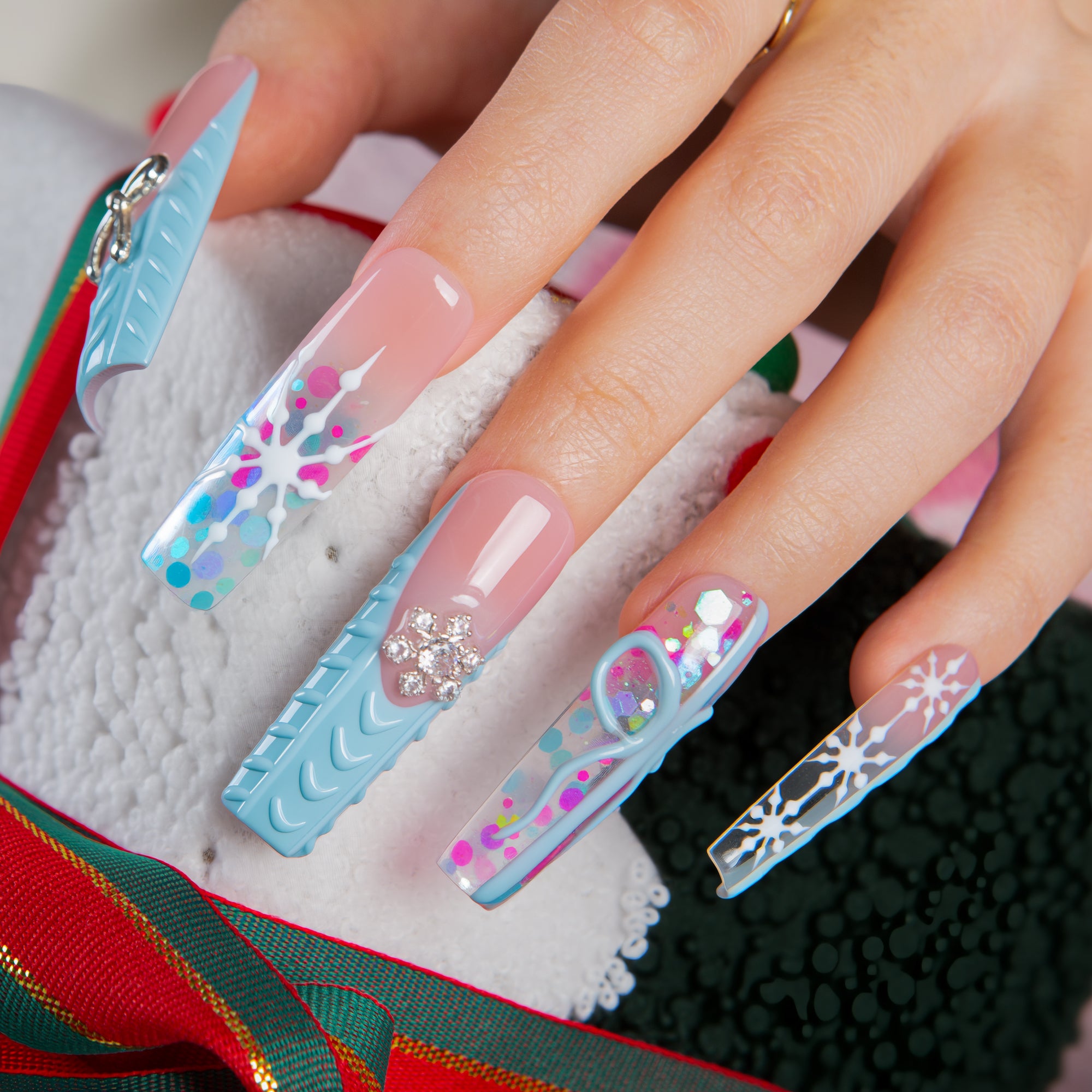 Winter Cozy Handmade Square Nails H677 RTS