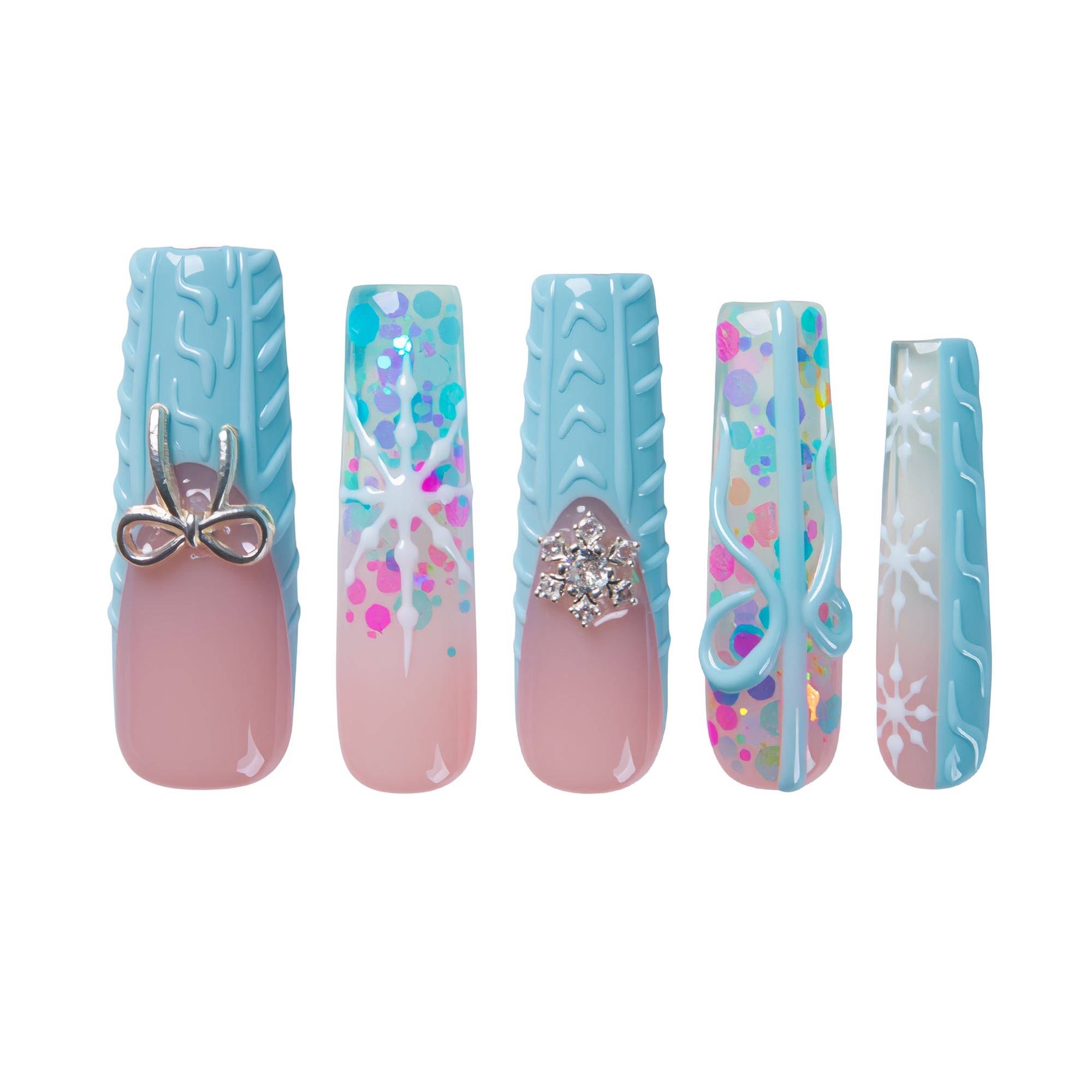 Winter Cozy Handmade Square Nails H677 RTS
