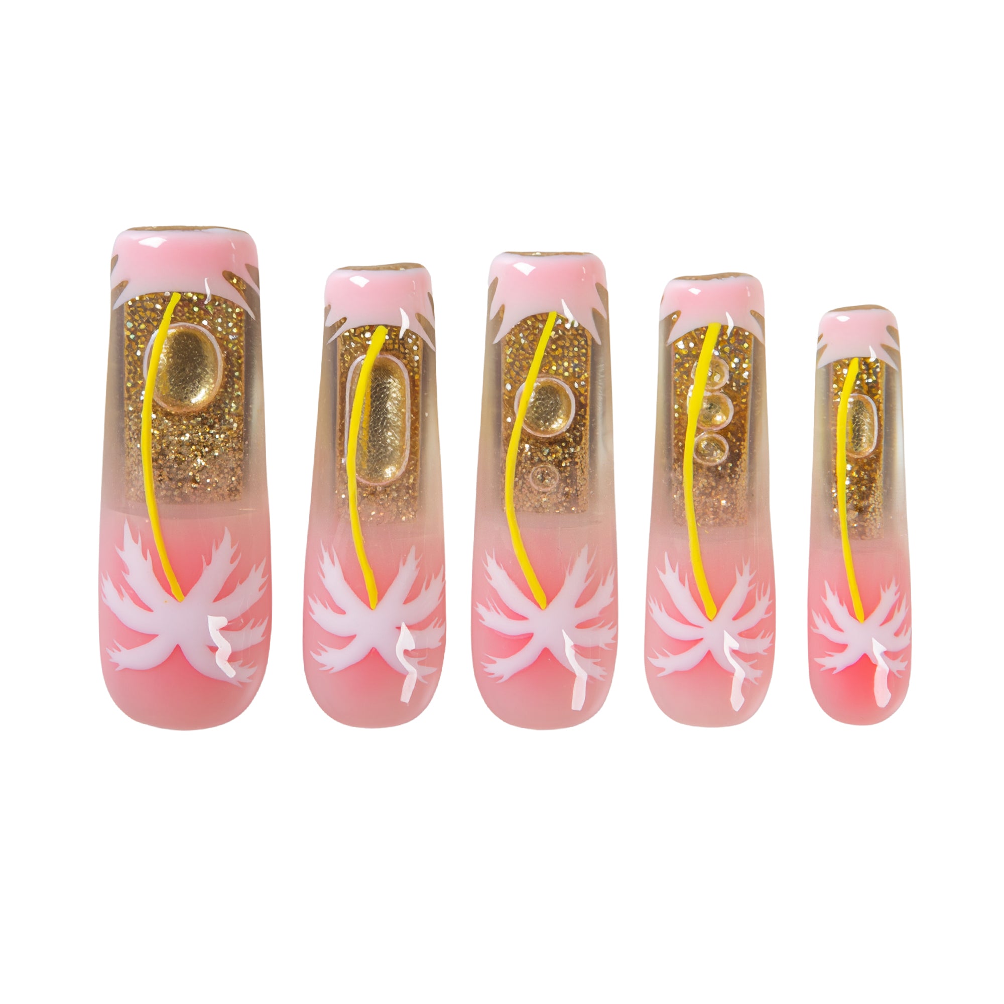 Golden Coast Handmade Fluid Glitter Nails GLOW IN THE DARK H679