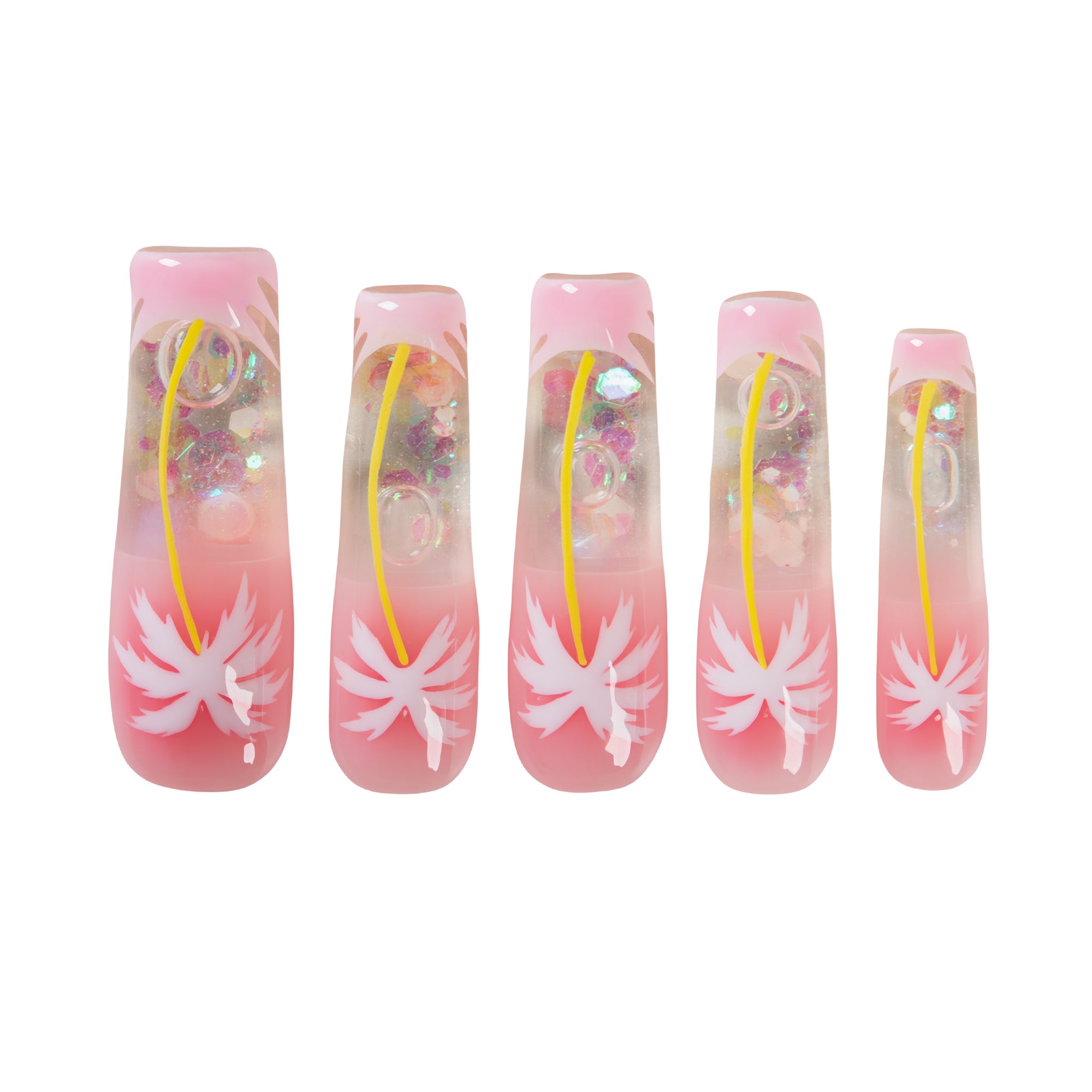 Moonlit Coast Handmade Fluid Glitter Nails GLOW IN THE DARK H680