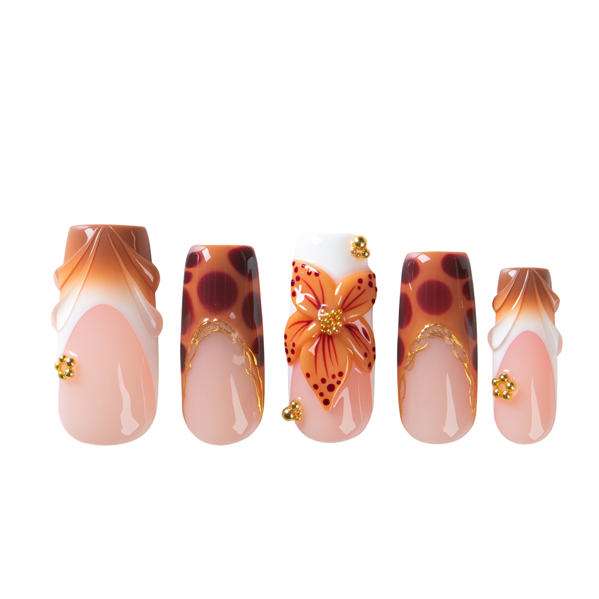 Caramel Petal Handmade Nails H686