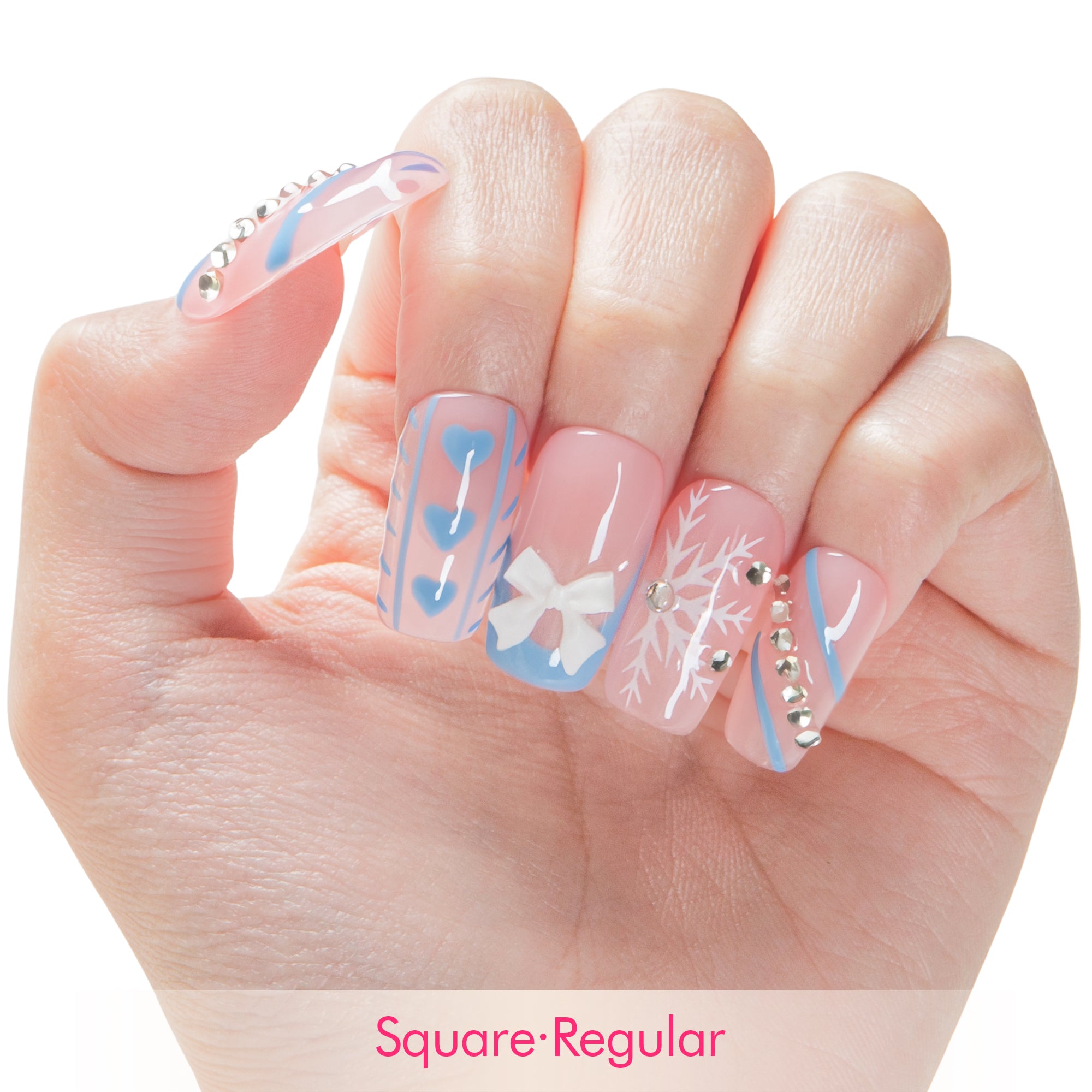 Blue Frosty Handmade Nails H687