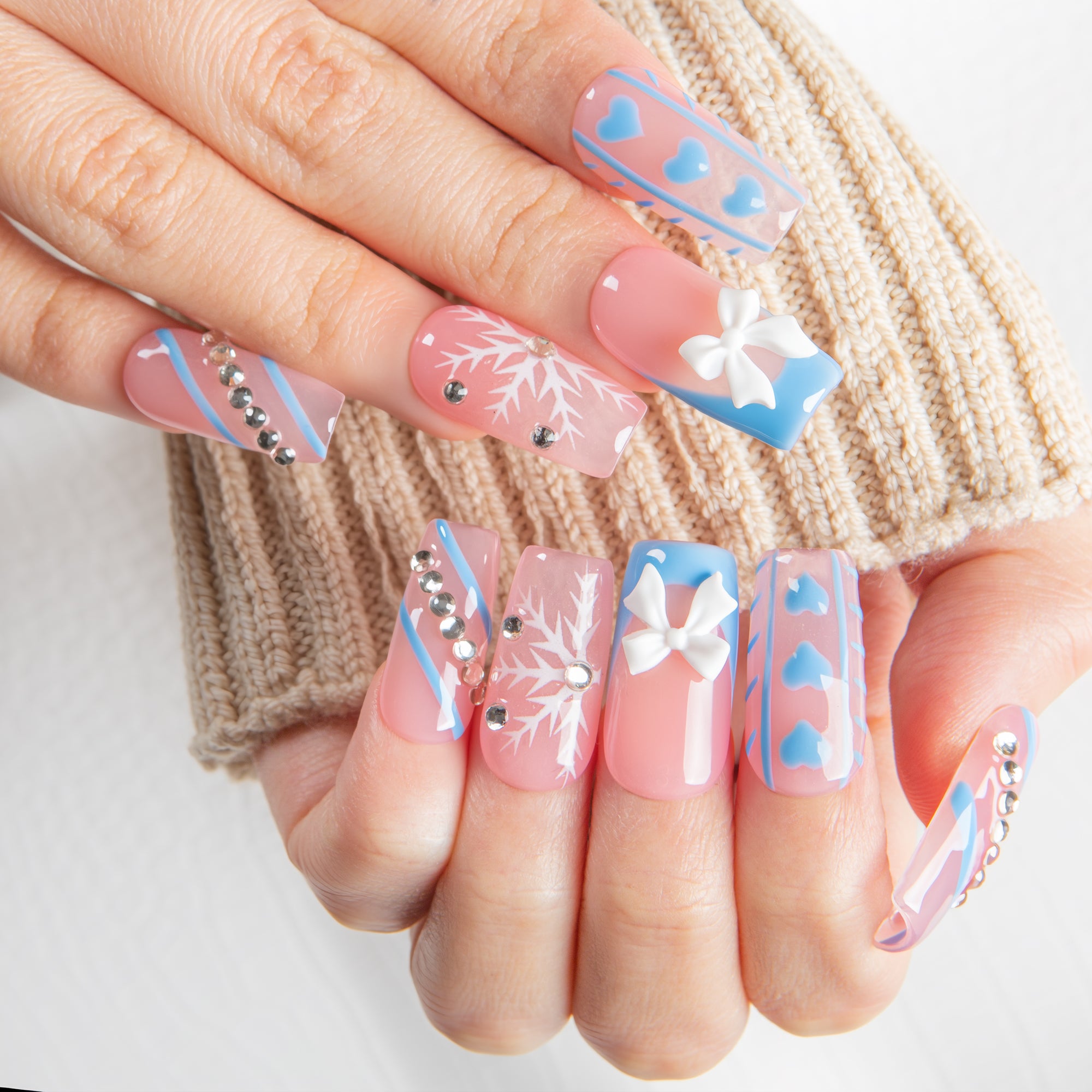 Blue Frosty Handmade Nails H687