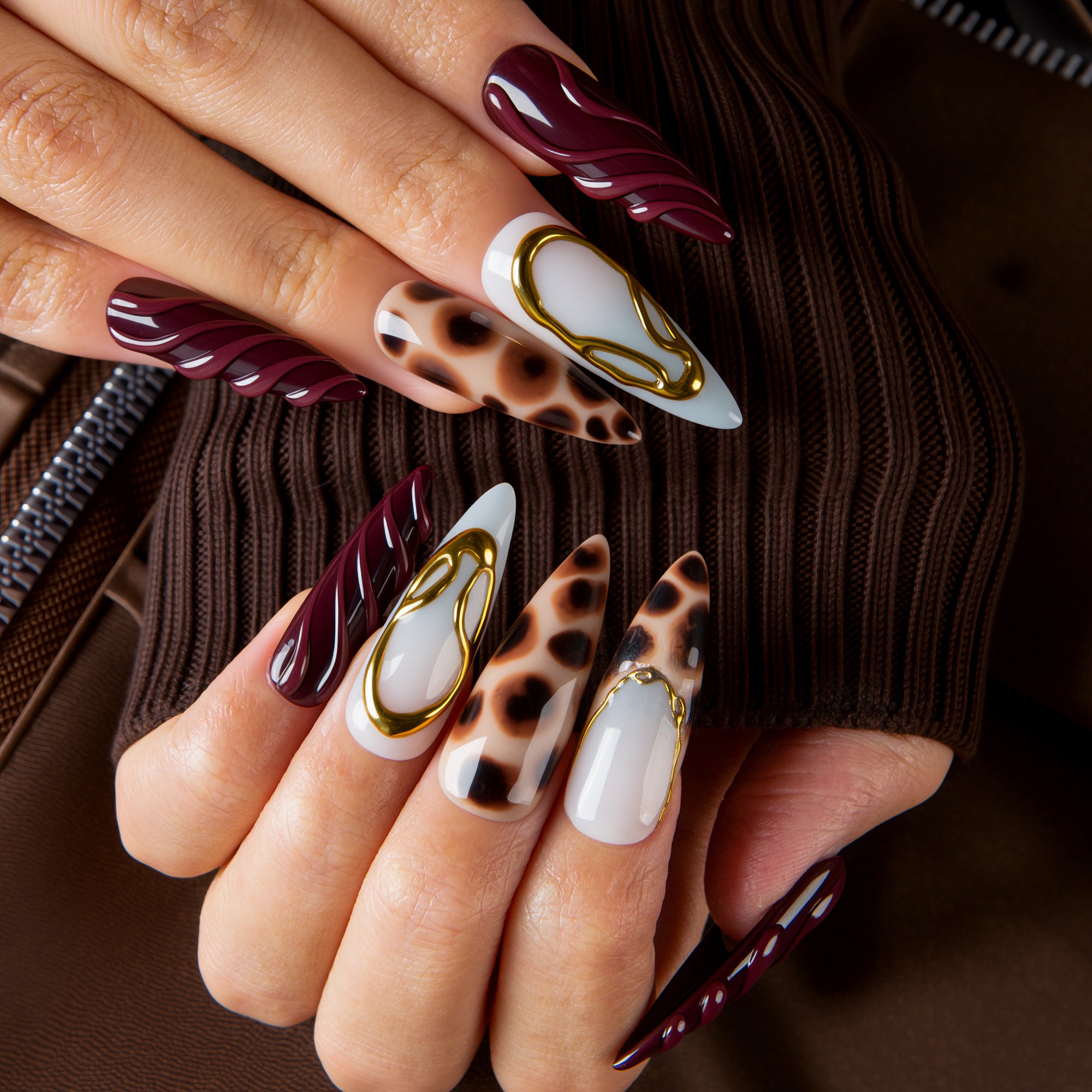 Wine Panther Handmade Nails H689