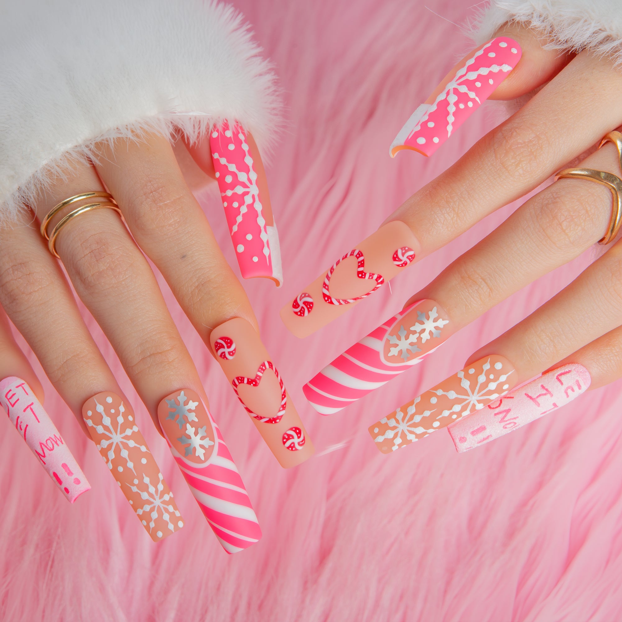 Candy Snow Handmade Nails H695