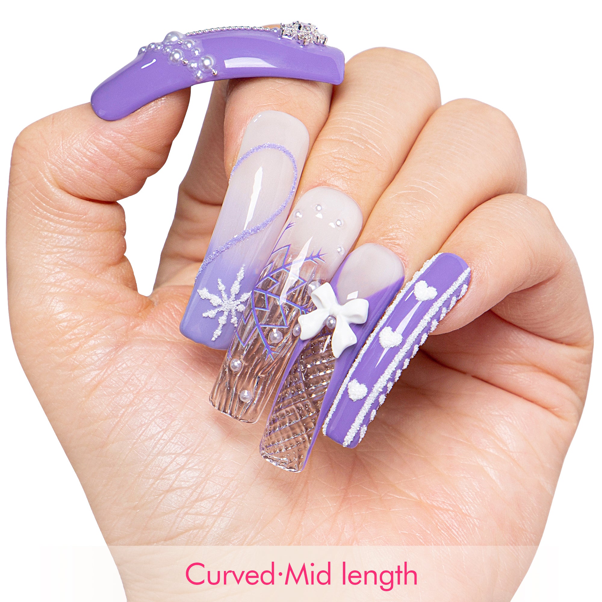 Lavender Snow Handmade Nails H697