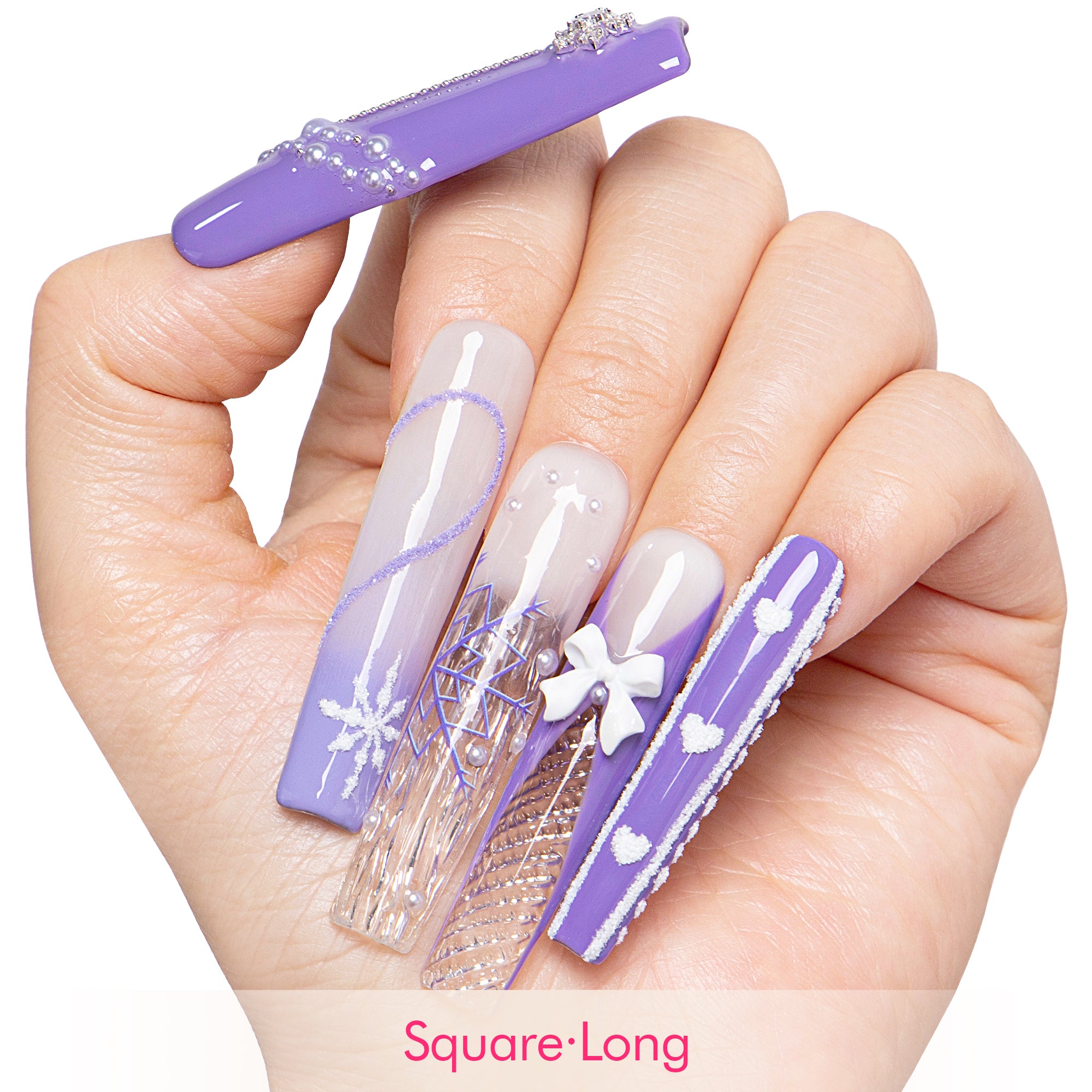 Lavender Snow Handmade Nails H697
