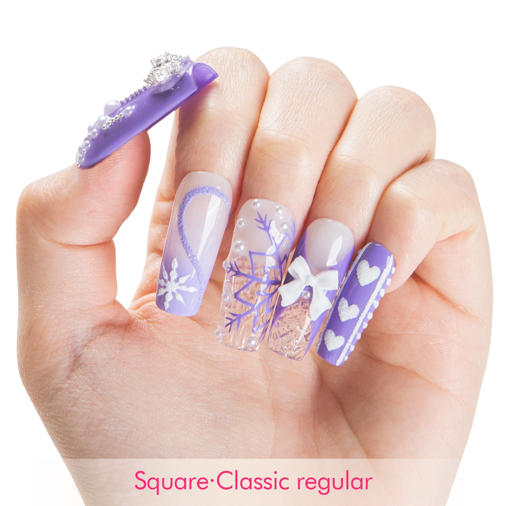 Lavender Snow Handmade Nails H697