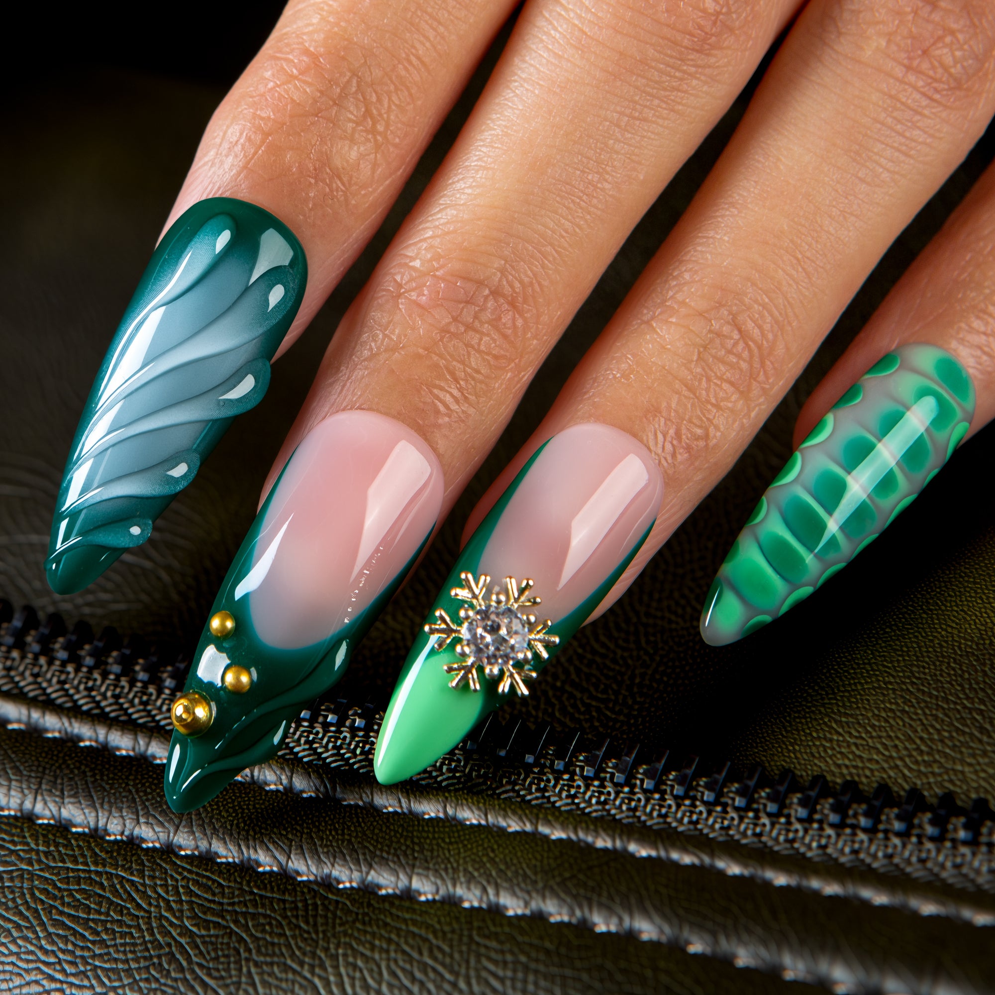 Forest Jewel Handmade Nails H698