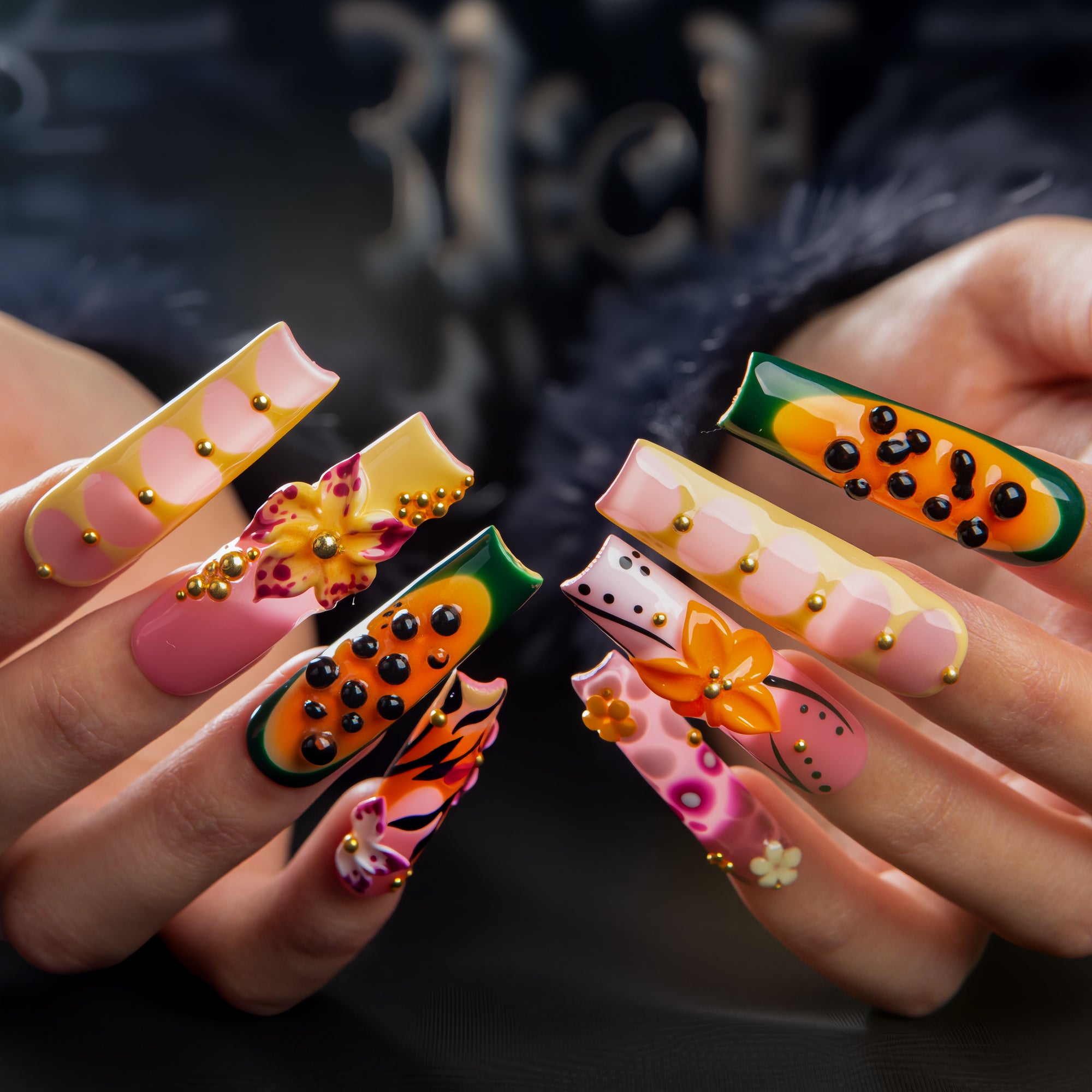 Papaya Mirage Handmade Nails H699