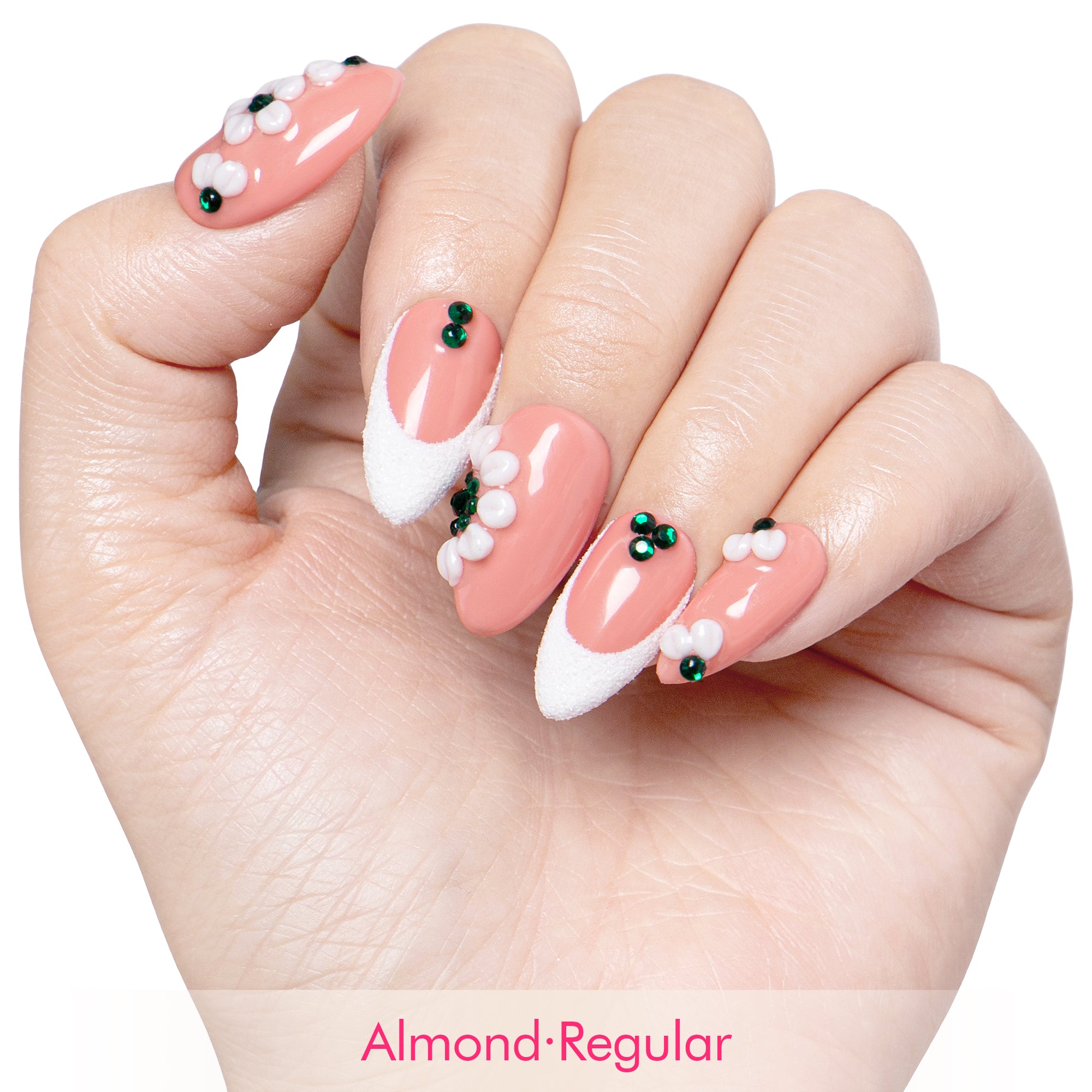Floral French Tip Handmade Nails H70